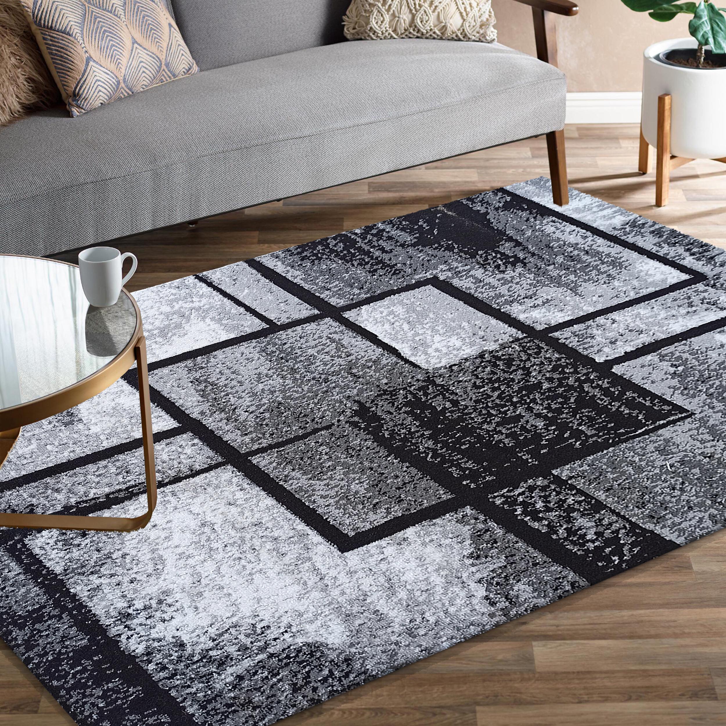 Dywan - 120 x 170 cm - Czarny z szarym - Nowoczesny - Dywanopol