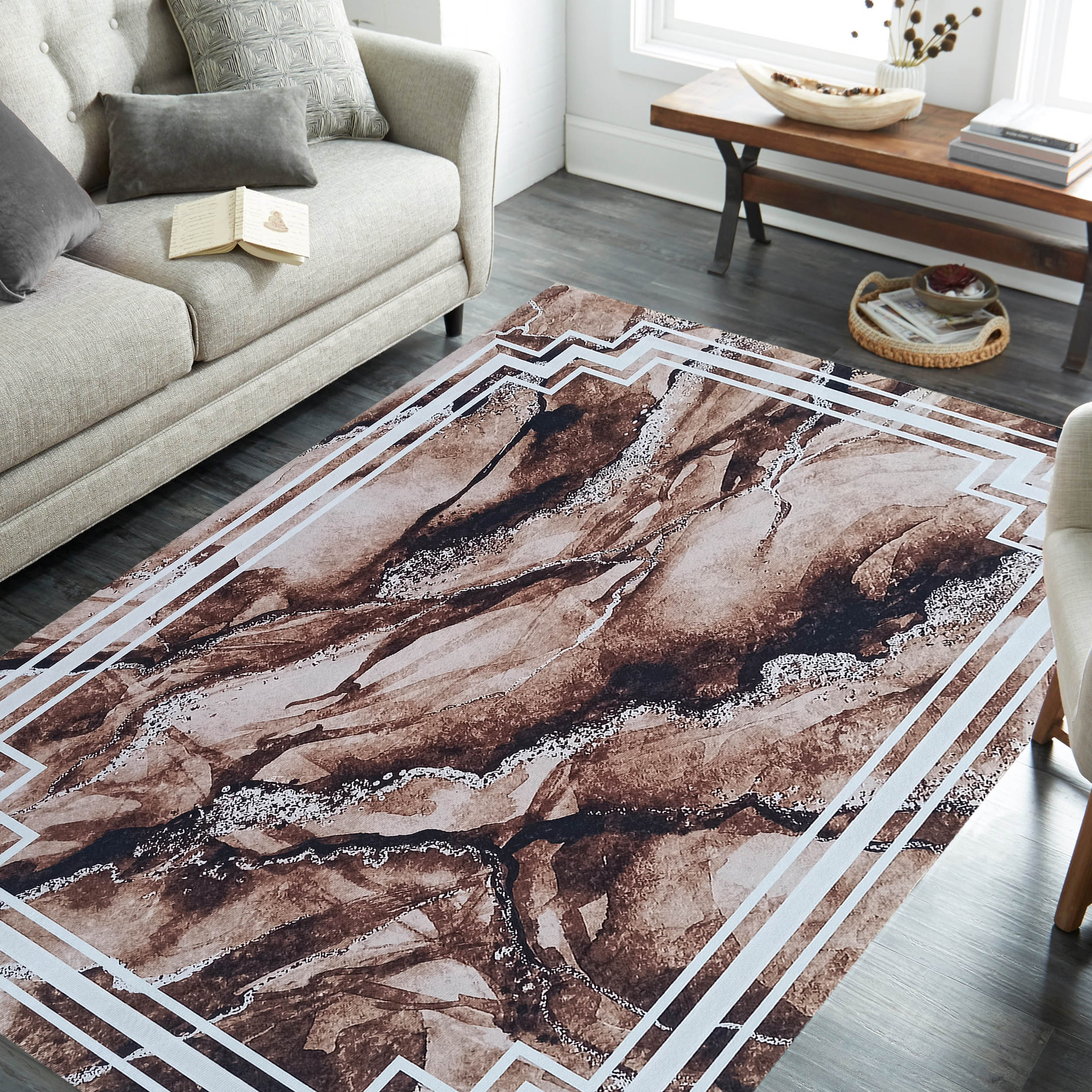 Dywan - 80 x 150 cm - Brązowy - Nowoczesny - Dywanopol