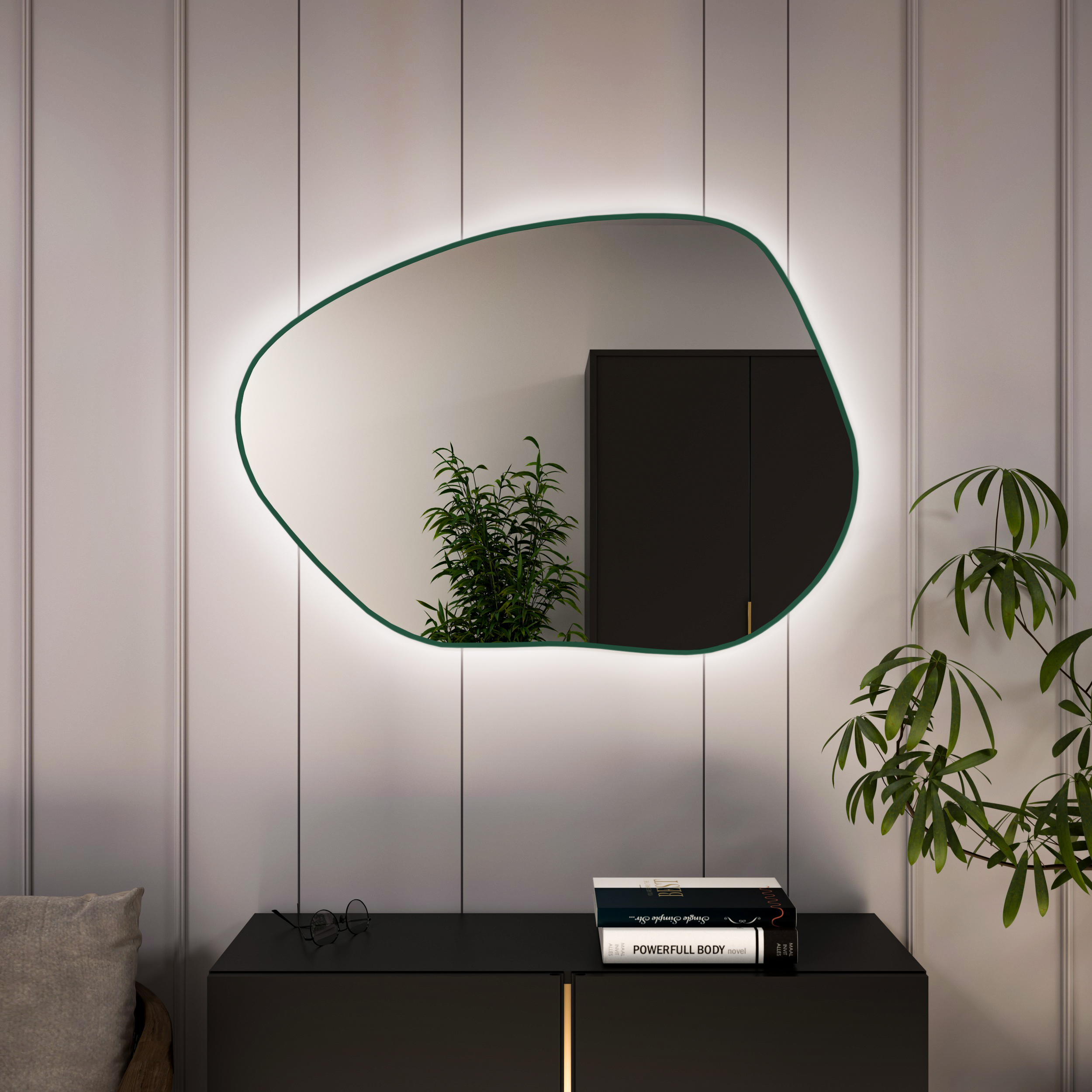 Darmowa Dostawa - Lustro 60x43 cm z oświetleniem zielony Baltica Design Bright Stain I 5904107931647