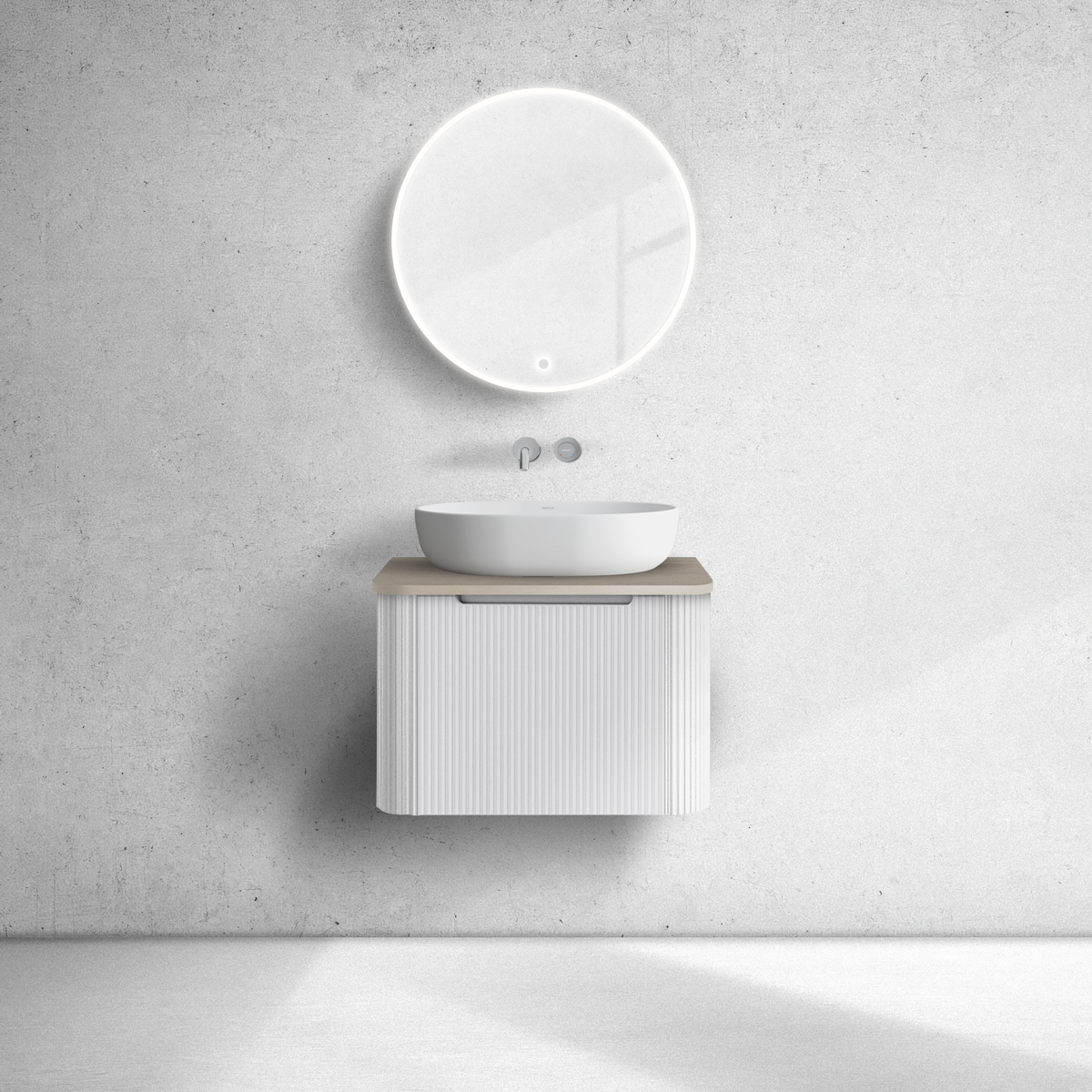 Darmowa Dostawa - Szafka z blatem 60x46.2x40.6 cm podumywalkowa wisząca biała-dąb Oltens Hamnes 68668000