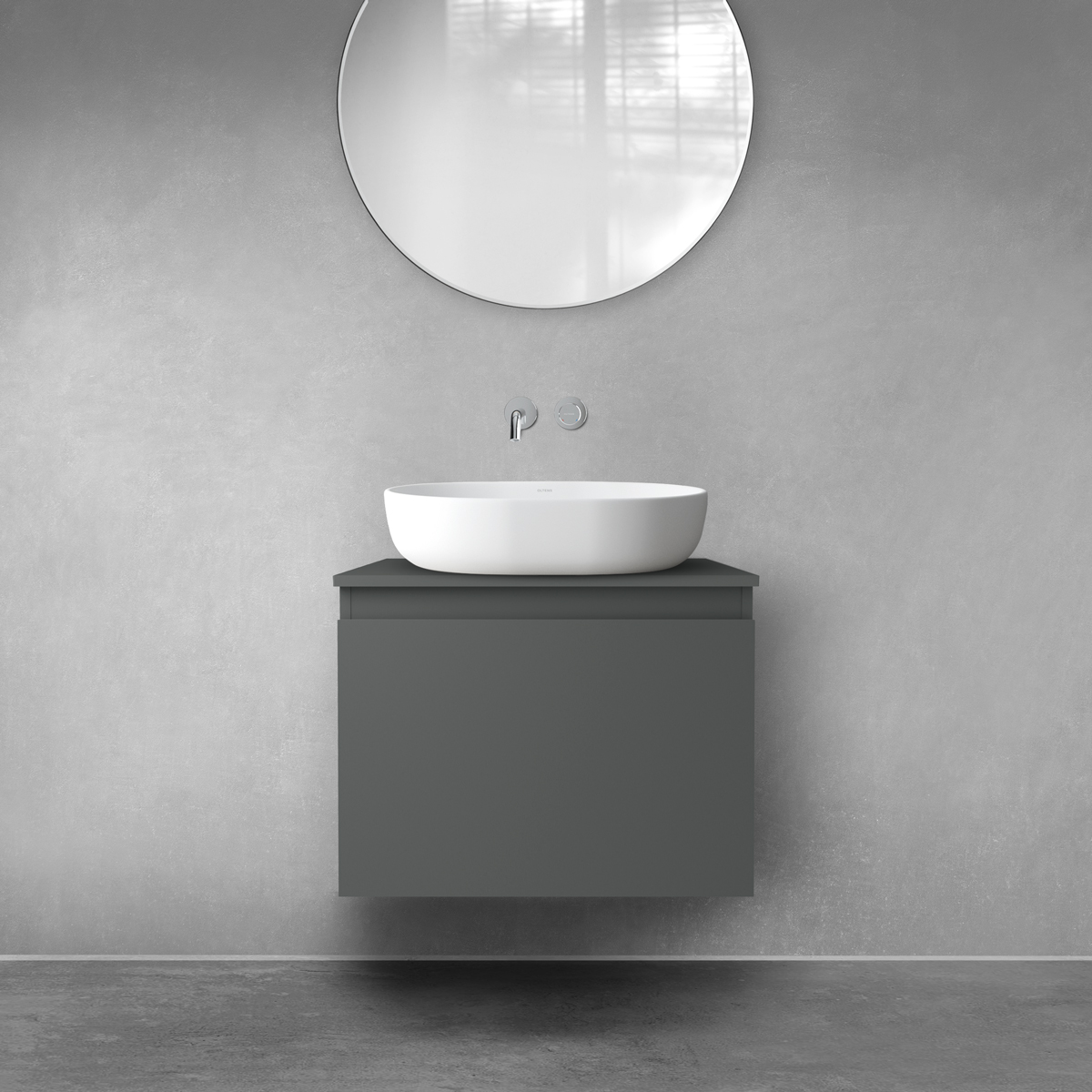 Darmowa Dostawa - Szafka z blatem 60x46.4x48.6 cm podumywalkowa wisząca grafitowa Oltens Vernal 68104400