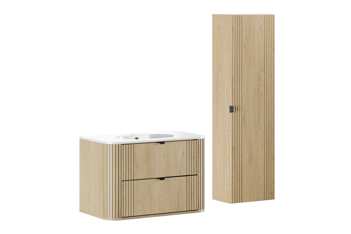 Darmowa Dostawa - Zestaw mebli łazienkowych 120x46x140 cm podumywalkowa wisząca dąb Comad Ovalia Cremona SETOVC80CMUMPUREHC