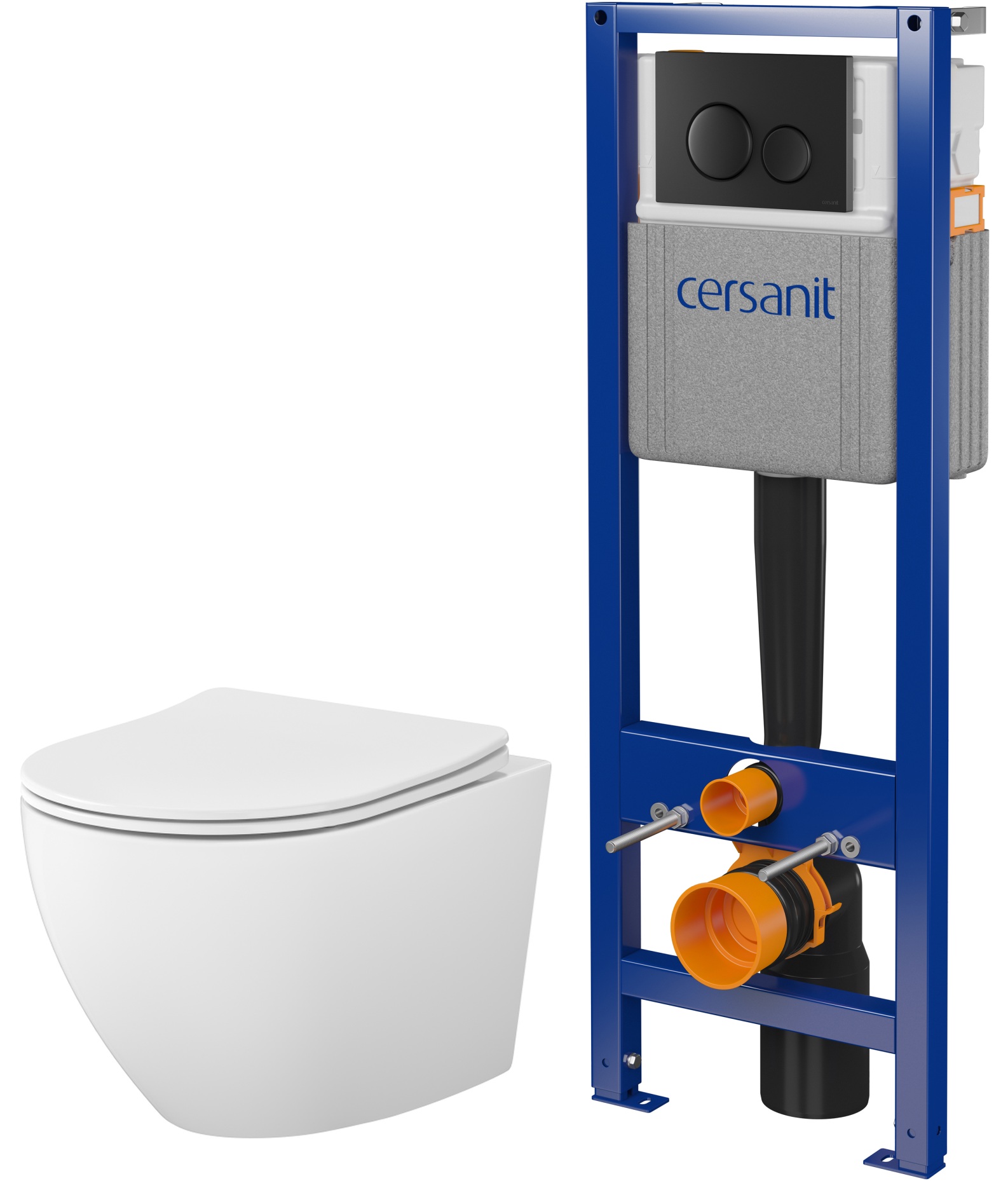 Darmowa Dostawa - Zestaw miska z deską i stelaż z przyciskiem ze spłukiwaniem wirowym Cersanit Mito 3D abset10004