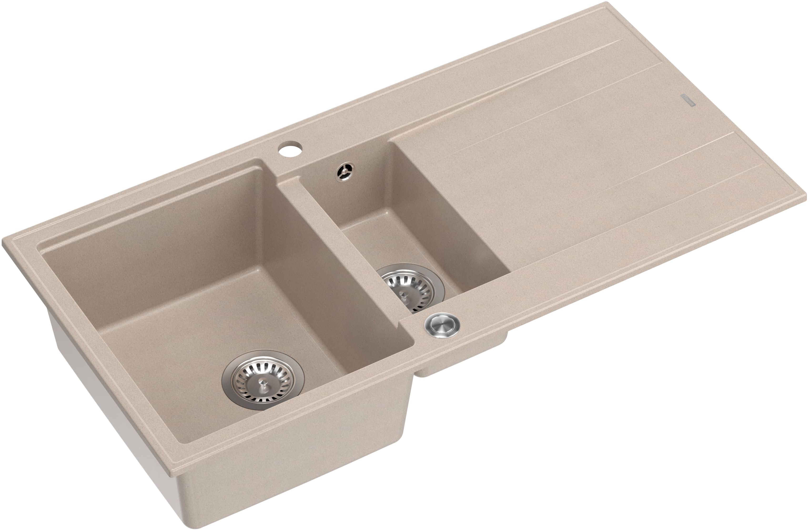 Darmowa Dostawa - Zlewozmywak GraniteQ 100x50 cm beżowy Quadron Evan HQE510050U2BSP2O