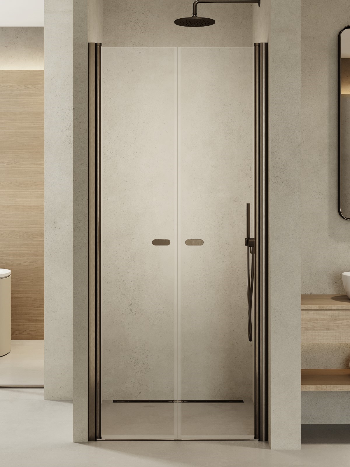 Darmowa Dostawa - Drzwi prysznicowe 150 cm uchylne grafitowy szczotkowany/szkło przezroczyste New Trendy New Soleo Gunmetal Brushed D0552A