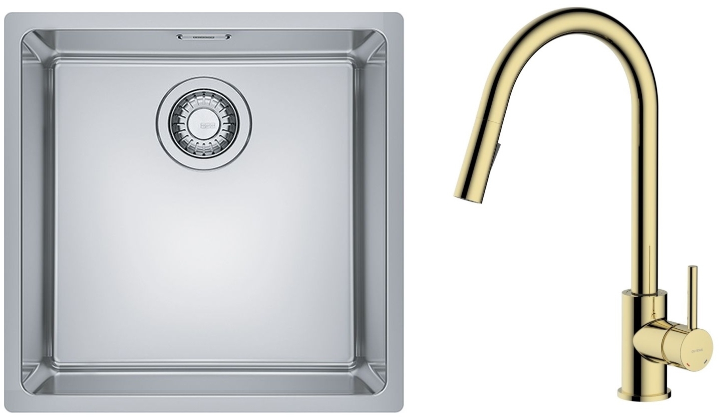 Darmowa Dostawa - Zlewozmywak z baterią stal / złoty Franke Maris abset4778