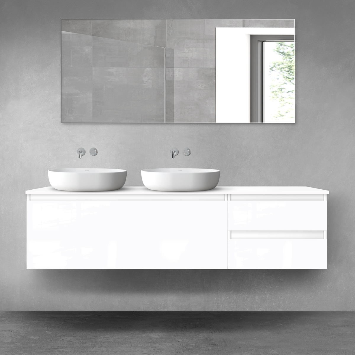 Darmowa Dostawa - Zestaw mebli łazienkowych 180x46.4x48.6 cm podumywalkowa wisząca biała Oltens Vernal 68590000