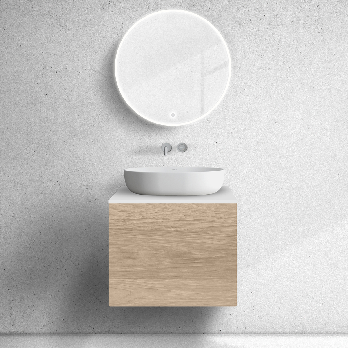 Darmowa Dostawa - Szafka z blatem 60x45x53.6 cm podumywalkowa wisząca biała-dąb Oltens Lun 68742060