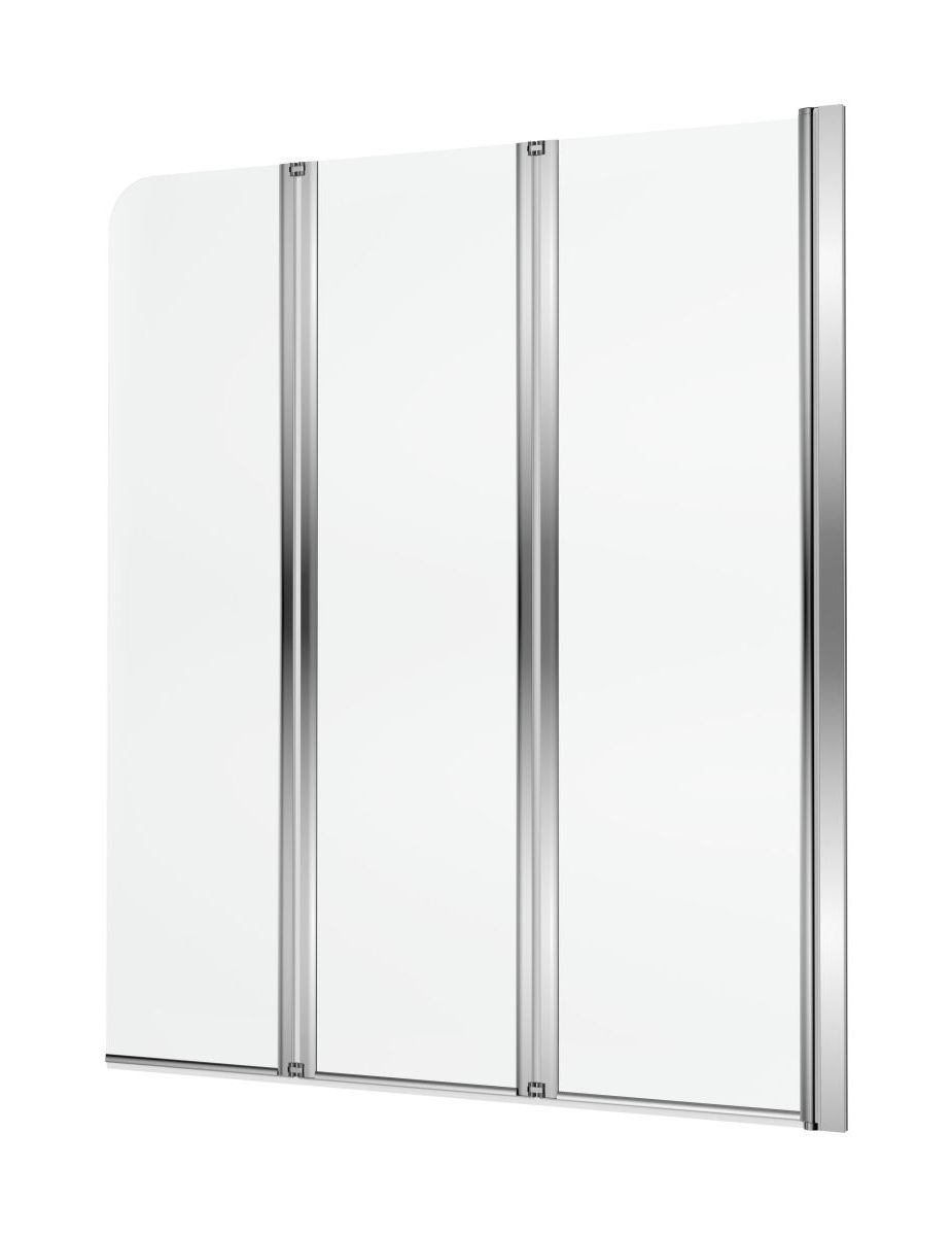 Darmowa Dostawa - Parawan nawannowy 120 cm 3-częściowy chrom połysk/szkło przezroczyste Axel KAAX13091200PR