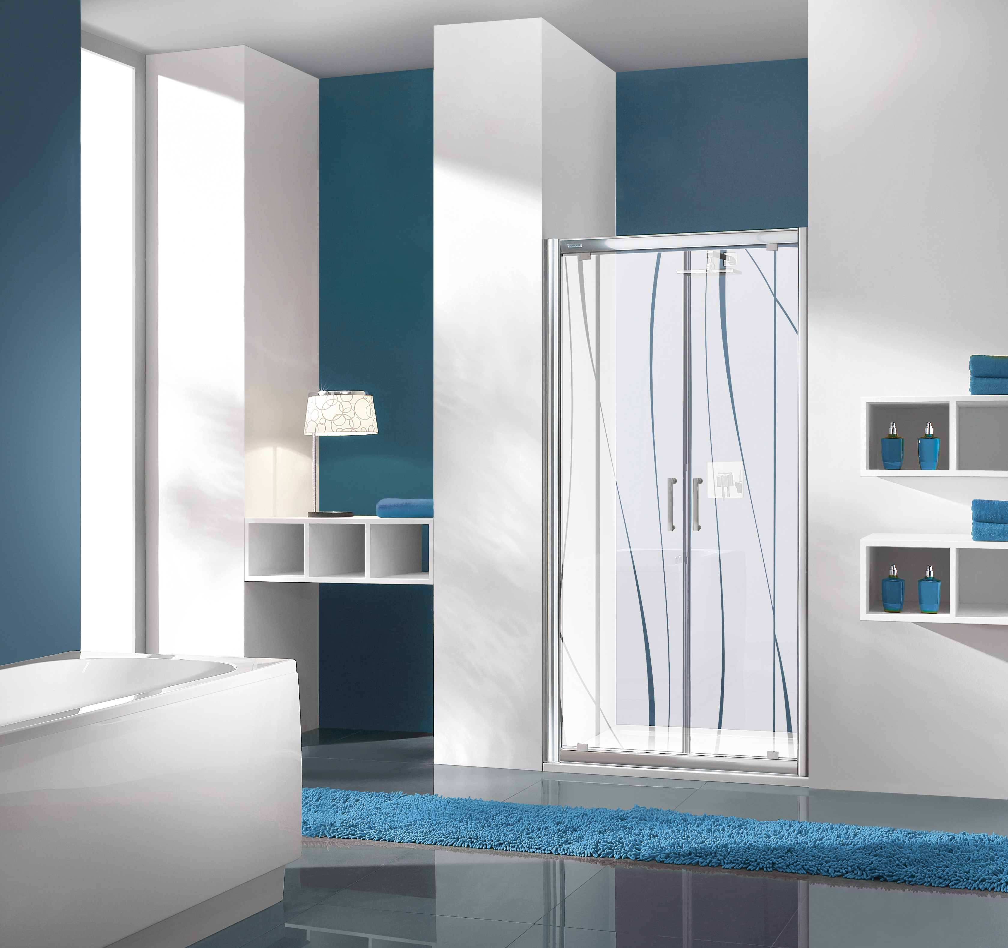 Darmowa Dostawa - Drzwi prysznicowe z profilem 90 cm uchylne srebrny połysk/szkło ze wzorem Sanplast TX 600271193038231