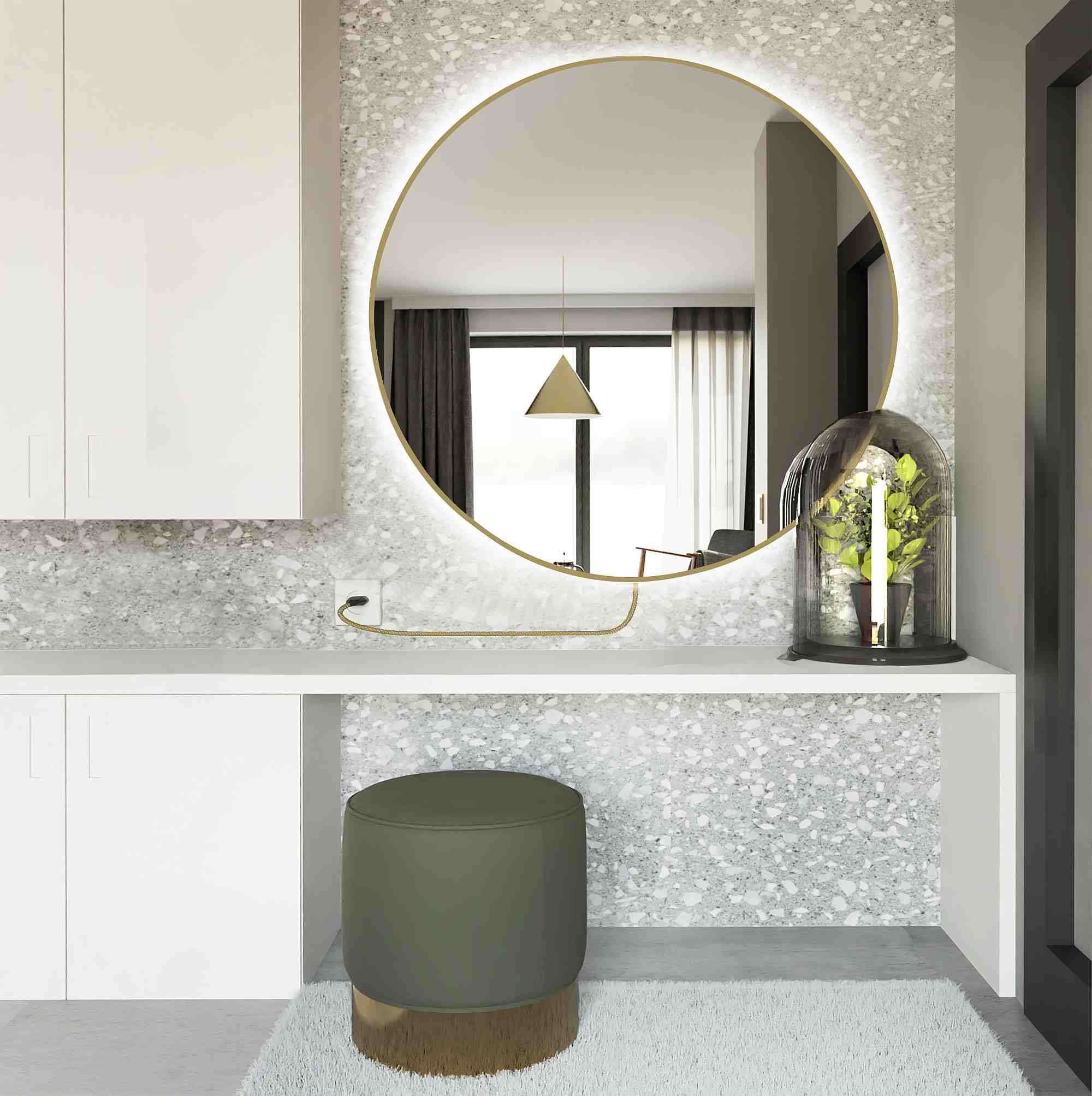 Darmowa Dostawa - Lustro 100x100 cm okrągłe z oświetleniem złoty Baltica Design Electra 5904107904191