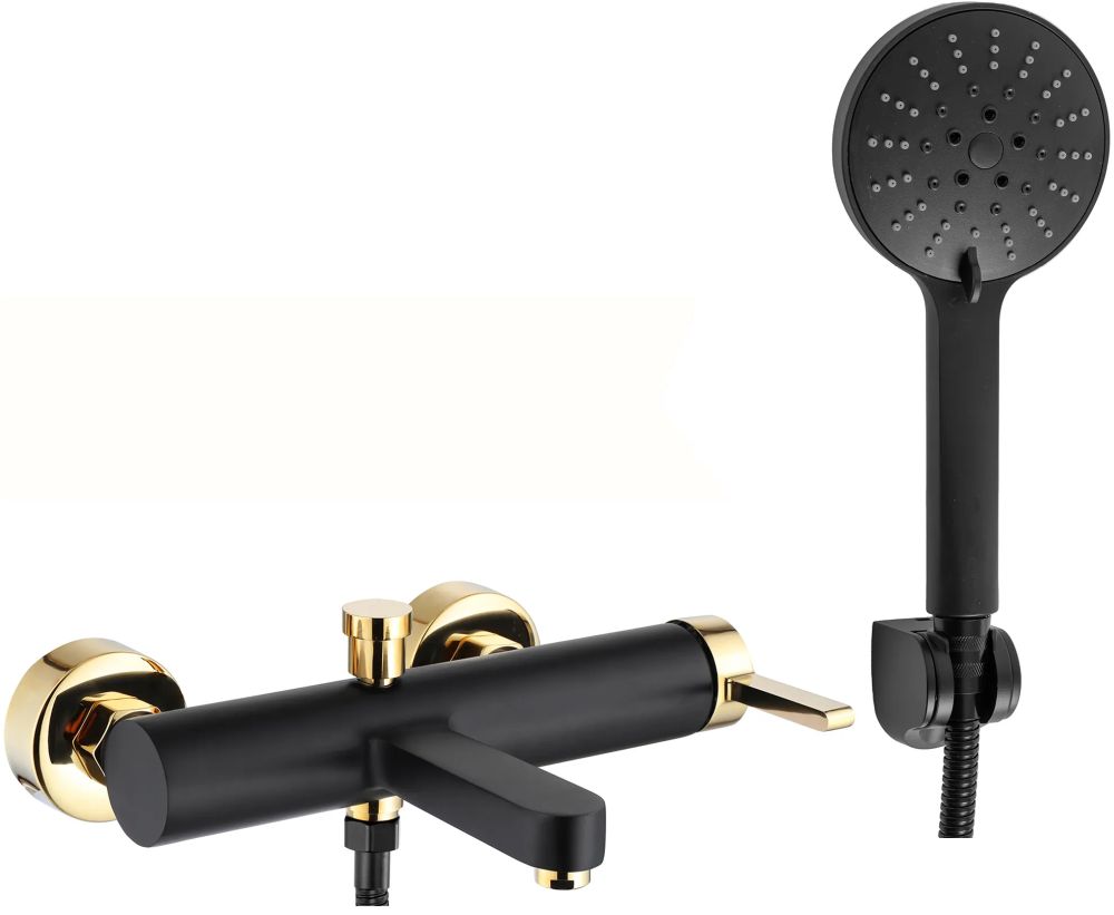 Darmowa Dostawa - Bateria wannowo-prysznicowa ścienna czarna-złota Rea Polo REAB9979