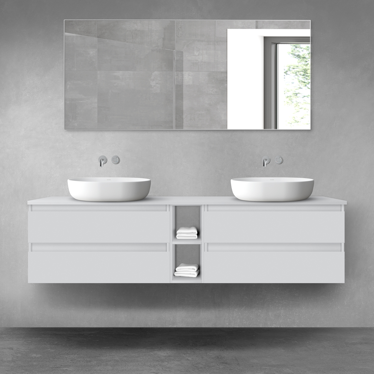 Darmowa Dostawa - Zestaw mebli łazienkowych 180x46.4x48.6 cm podumywalkowa wisząca szara Oltens Vernal 68629700