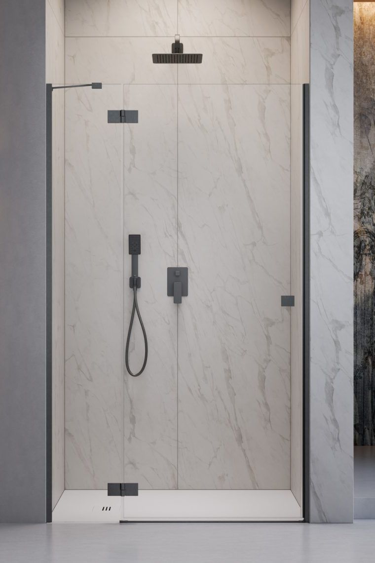 Darmowa Dostawa - Drzwi prysznicowe 80 cm uchylne szczotkowany/szkło przezroczyste Radaway Essenza Brushed GunMetal DWJ 13850129201L