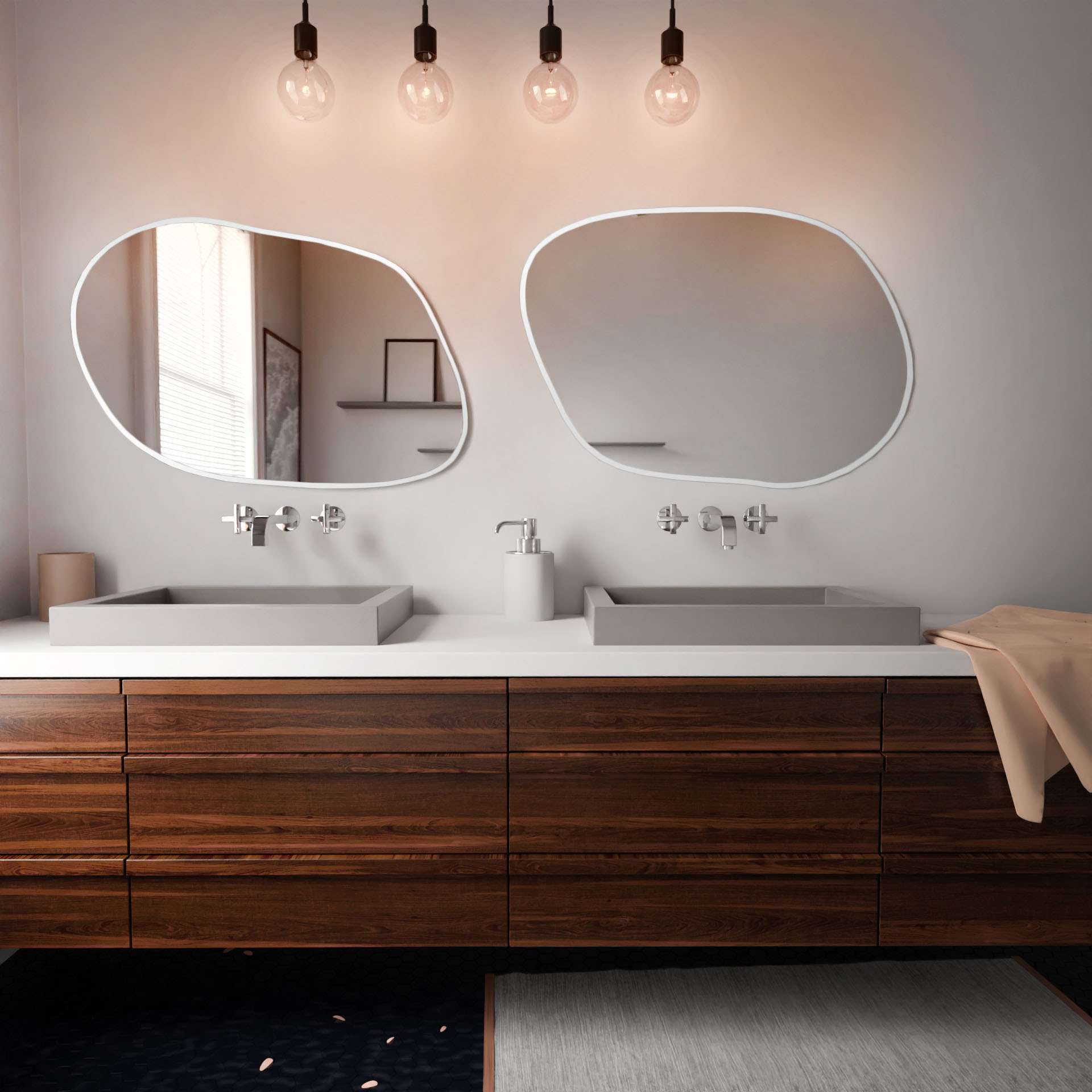 Darmowa Dostawa - Zestaw luster 100x71 cm z oświetleniem biały Baltica Design Tiny Borderbright Stain IV 5904107903392