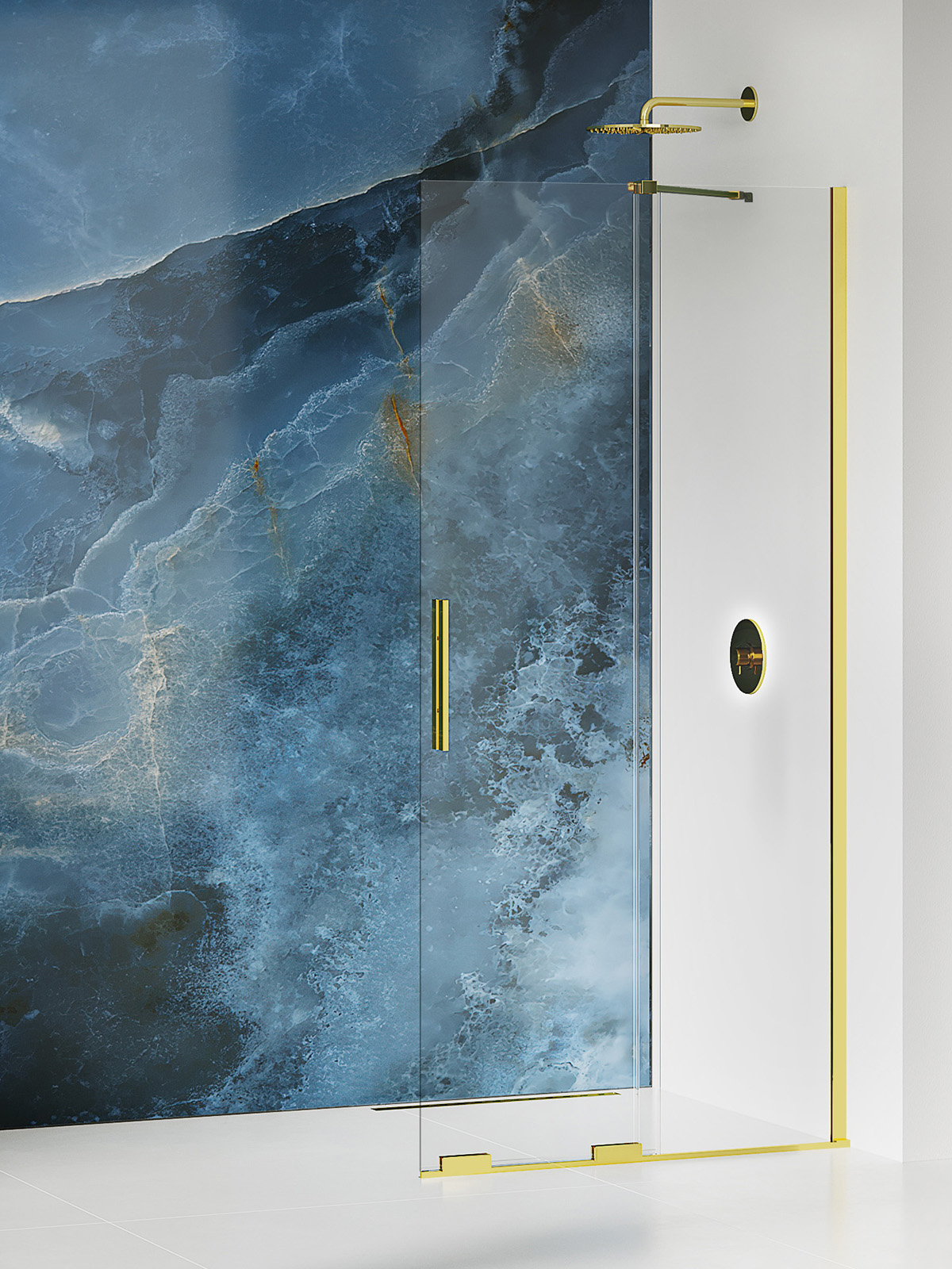 Darmowa Dostawa - Ścianka prysznicowa walk-in 130 cm złoty połysk/szkło przezroczyste New Trendy Smart Light Gold EXK4298WU