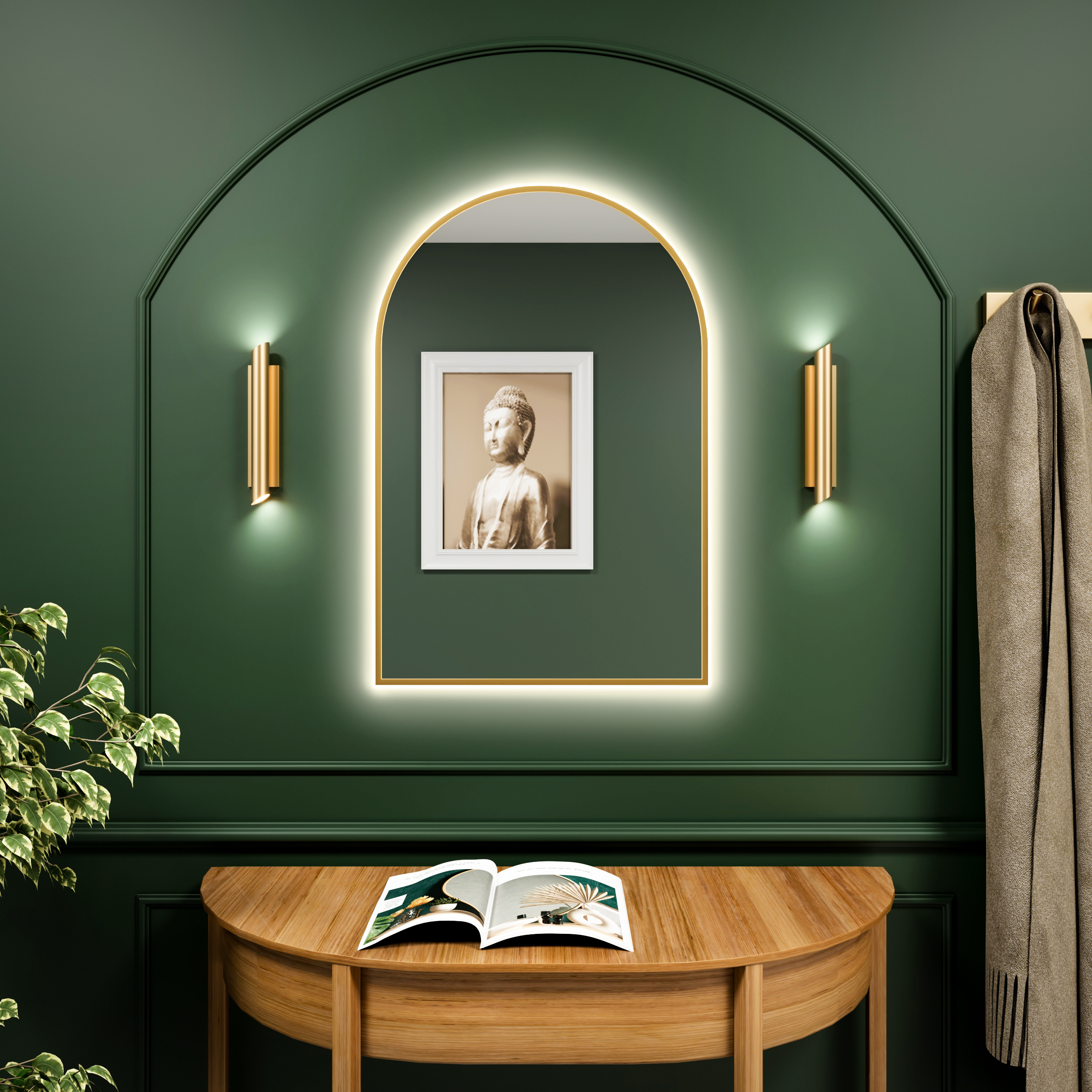 Darmowa Dostawa - Lustro 60x140 cm z oświetleniem złoty Baltica Design Tiny Border Pastille Cut 5904107930299