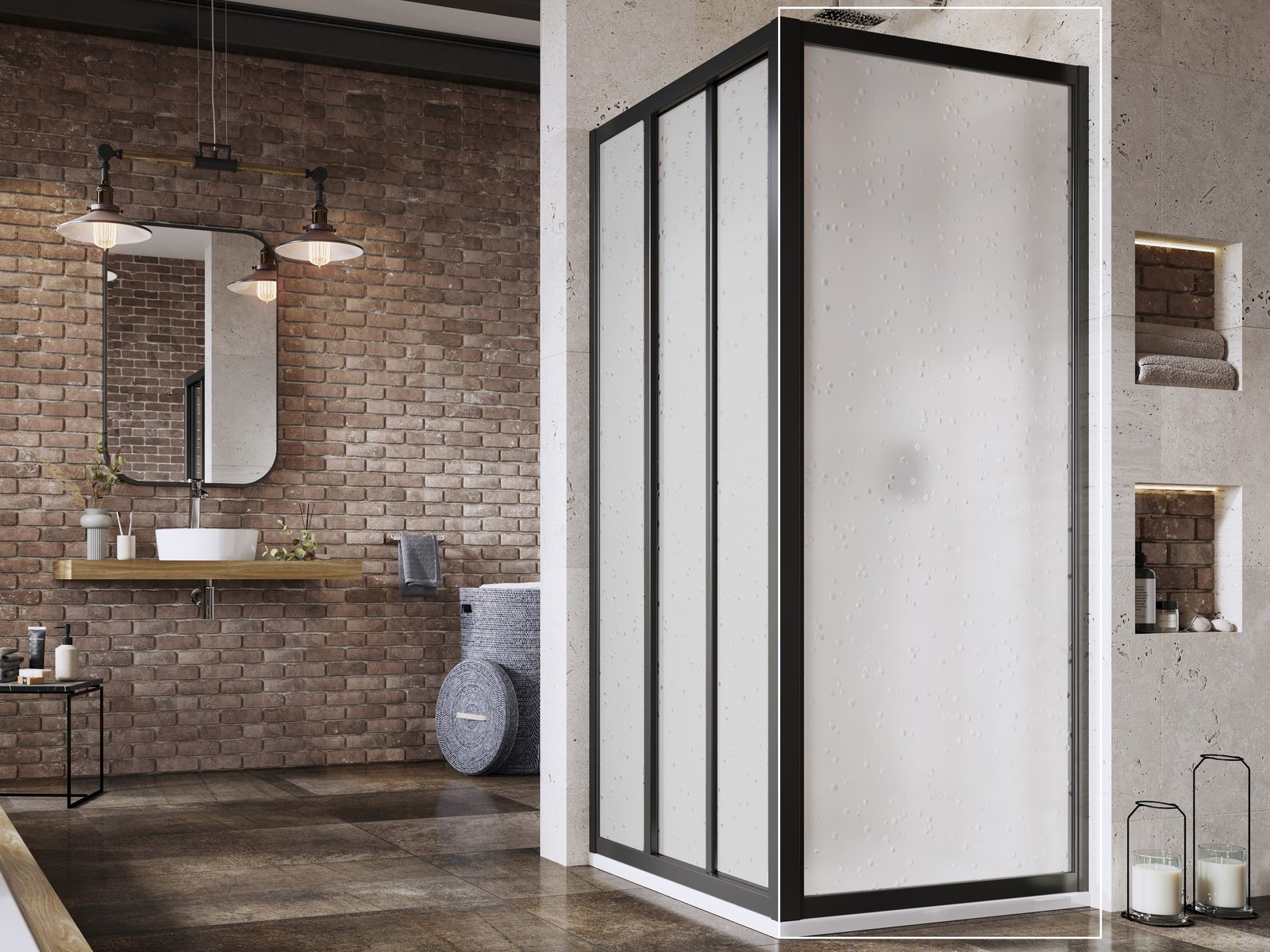 Darmowa Dostawa - Ścianka prysznicowa 80 cm czarny mat/tworzywo polistyren Ravak Supernova 940403R211