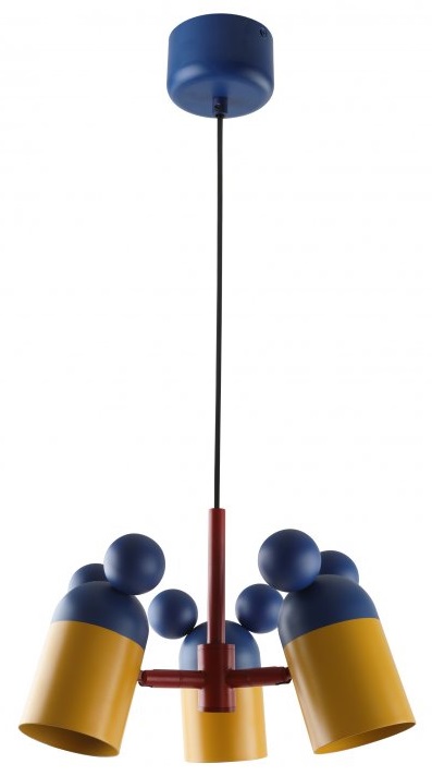 Darmowa Dostawa - Lampa wisząca 3x25 W żółta-granatowa GTV Mouse OSMOUS27DEC