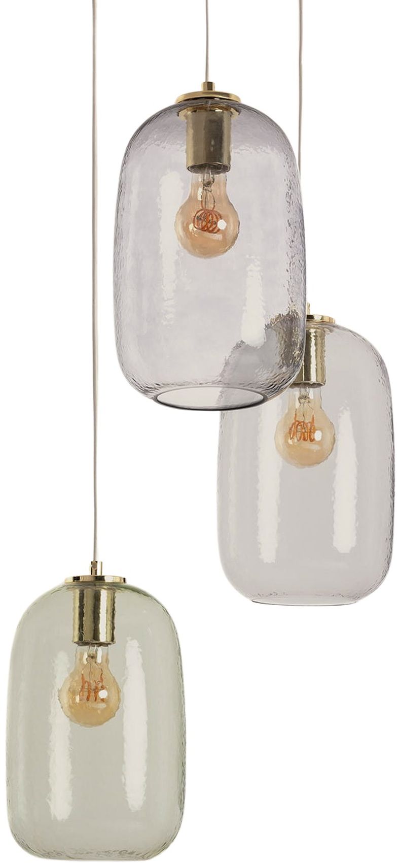 Darmowa Dostawa - Lampa wisząca 3x40 W zielona-przezroczysta-złota-fioletowa Abruzzo Claro ABR3SKCLA