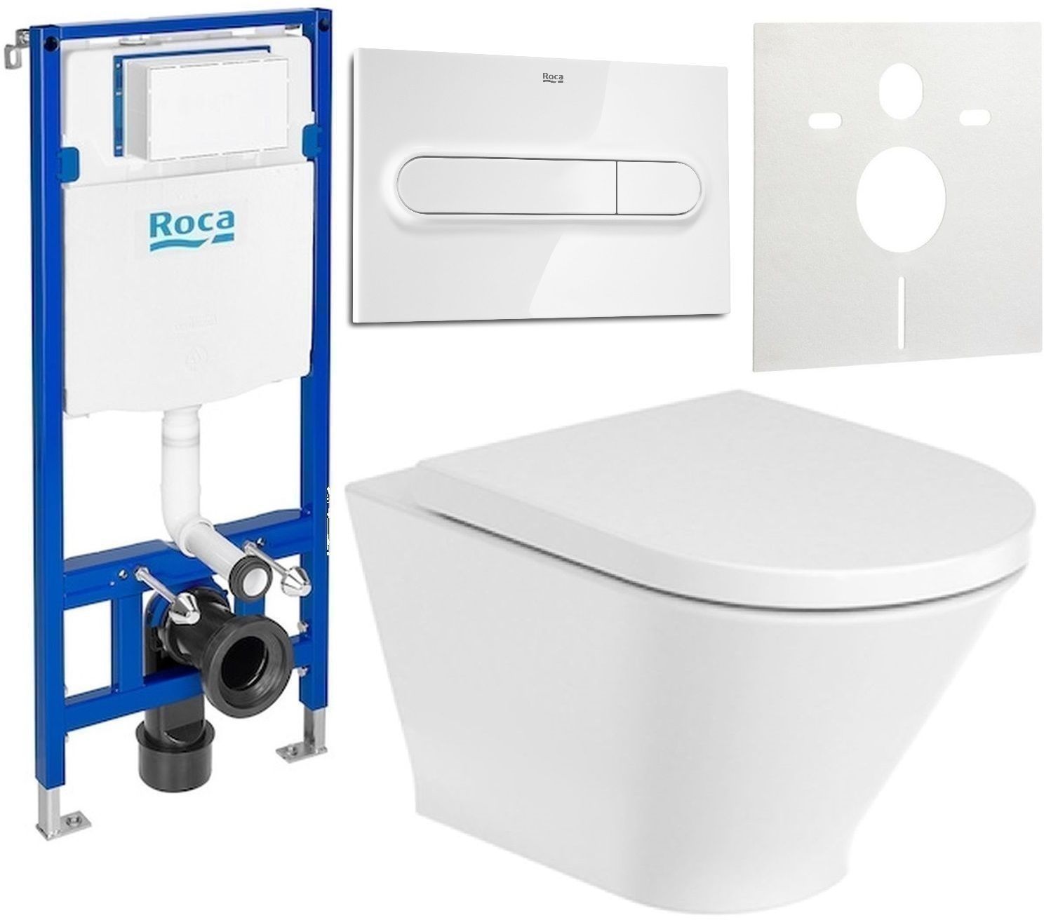 Darmowa Dostawa - Zestaw miska z deską i stelaż z przyciskiem Roca Gap Round abset3763