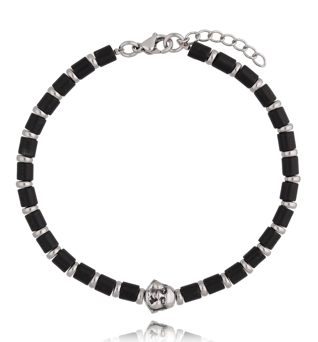 Bransoletka z onyksami i stalą szlachetną Faces BMITC0375