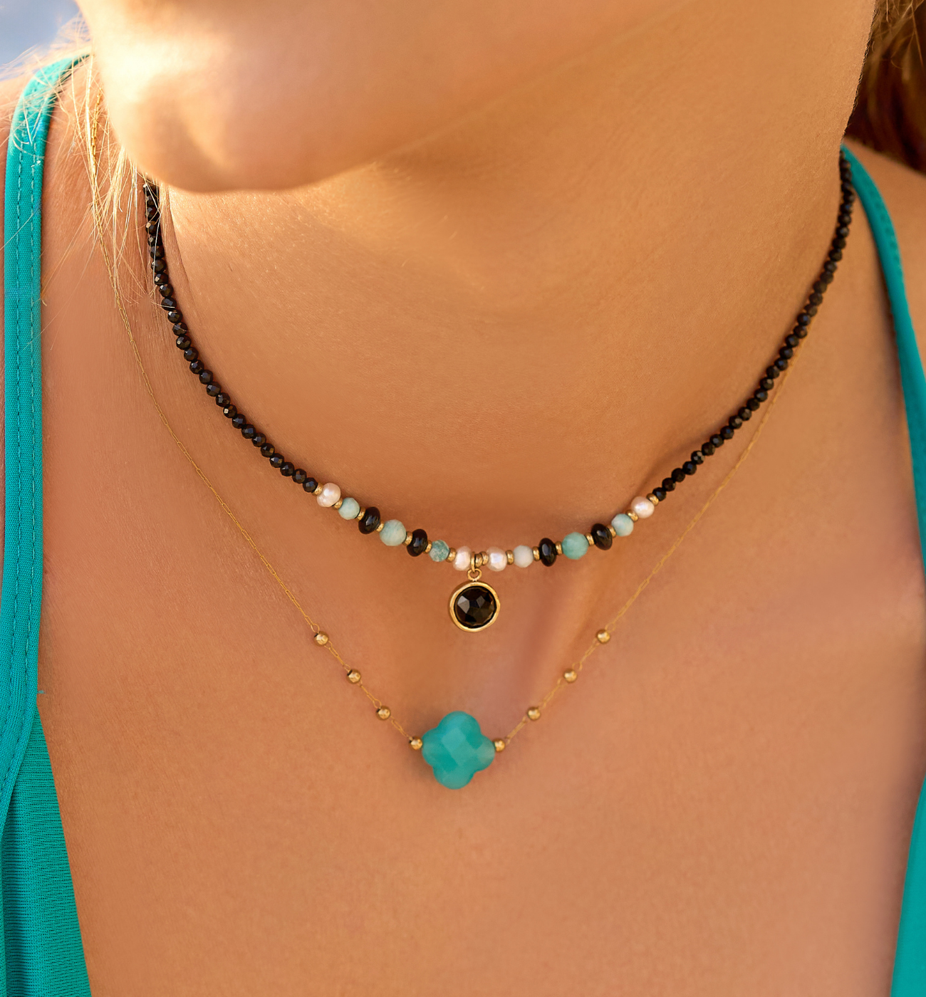 Naszyjnik z koniczynką z jadeitu Creation NPA1218