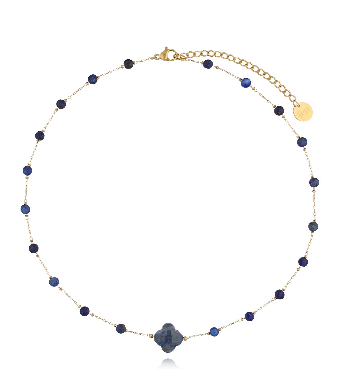 Naszyjnik z koniczynką i lapisami - By Dziubeka