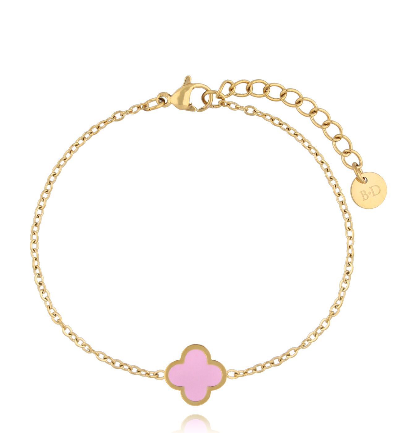 Bransoletka z koniczynką i liliową emalią Heureux BSA0680