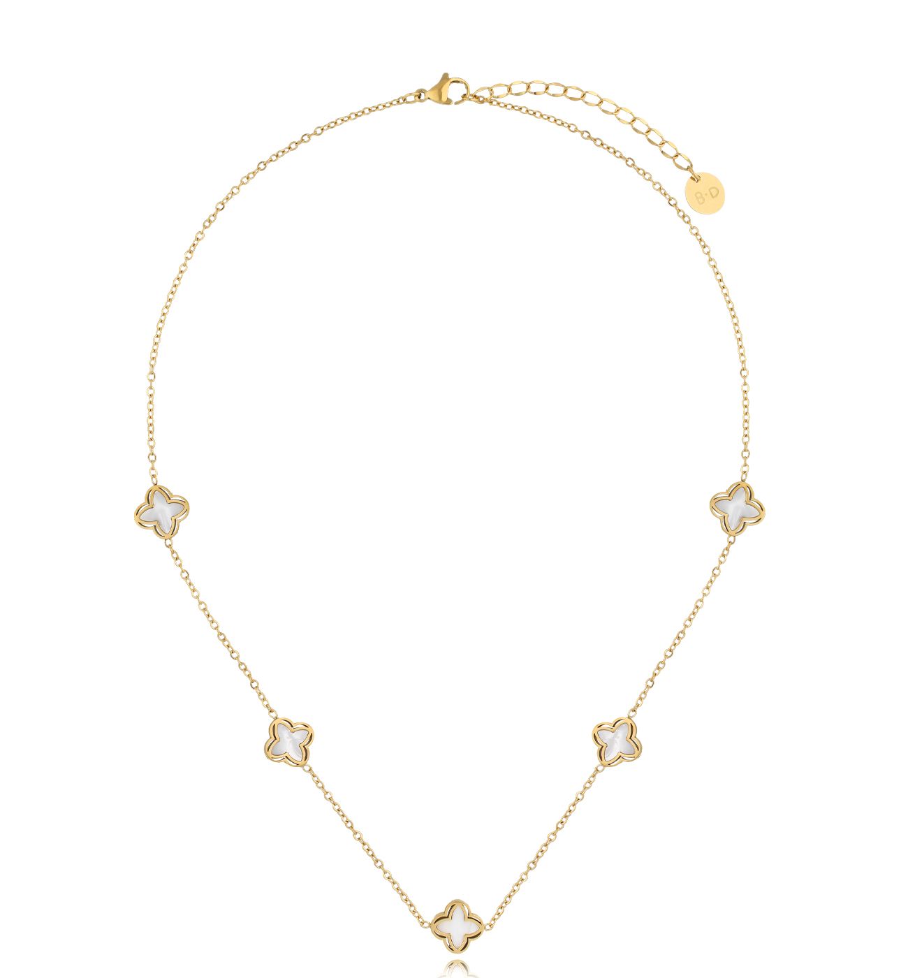 Naszyjnik złoty z koniczynkami Clovers NSY0160