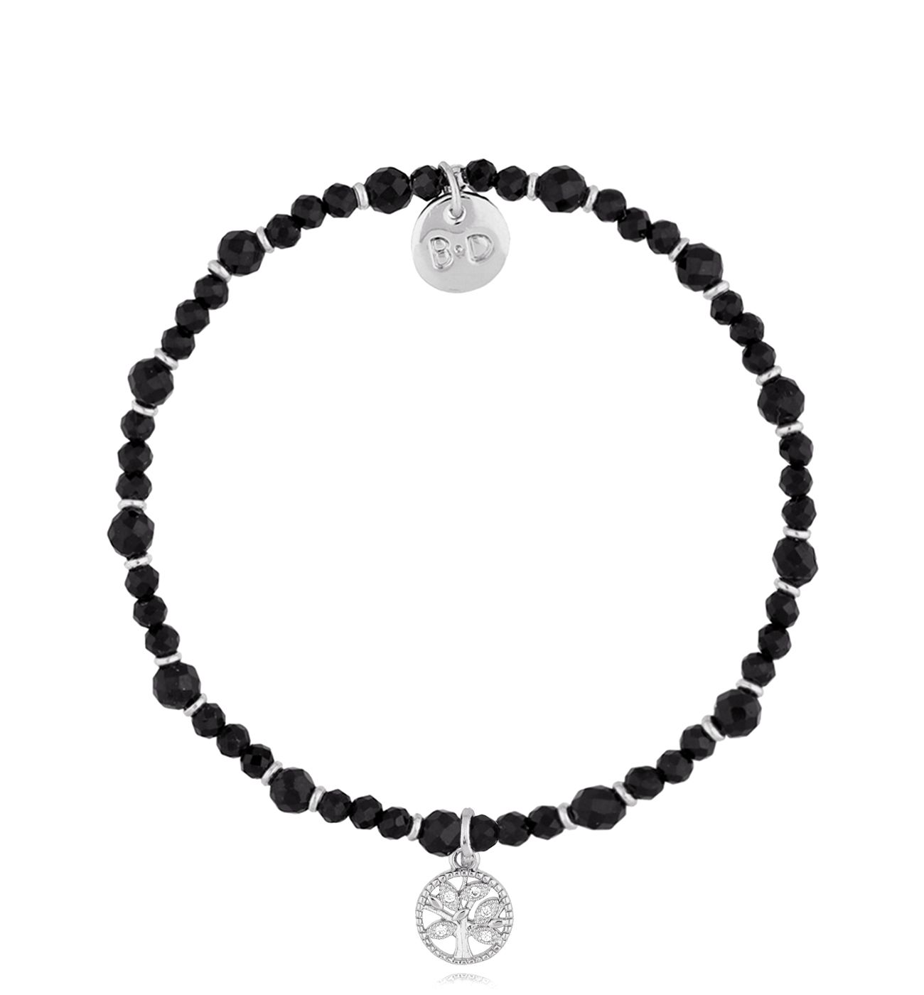 Bransoletka z czarnymi turmalinami i drzewkiem Sundial BTW1804