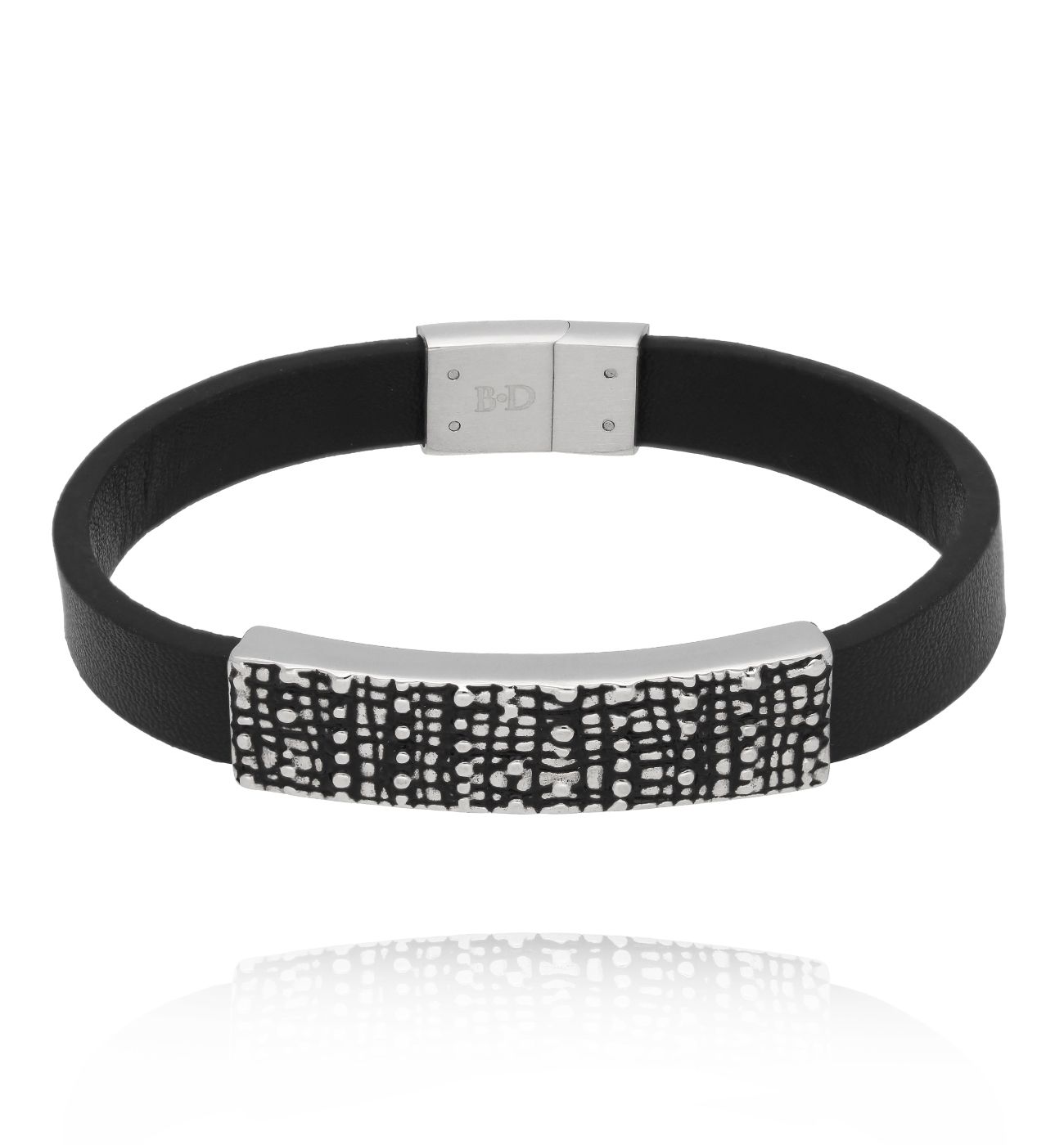 Bransoletka męska czarna skórzana BMITC0993