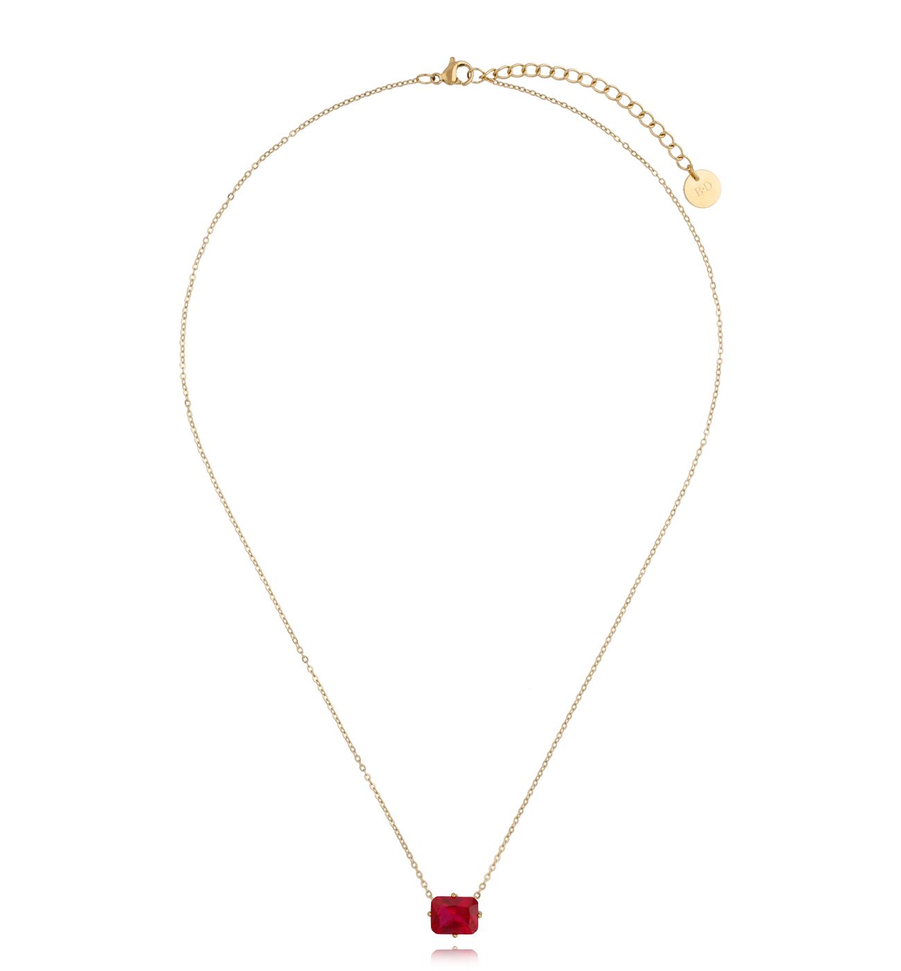 Naszyjnik złoty z fuksjowym kryształkiem Merlin NSA0694