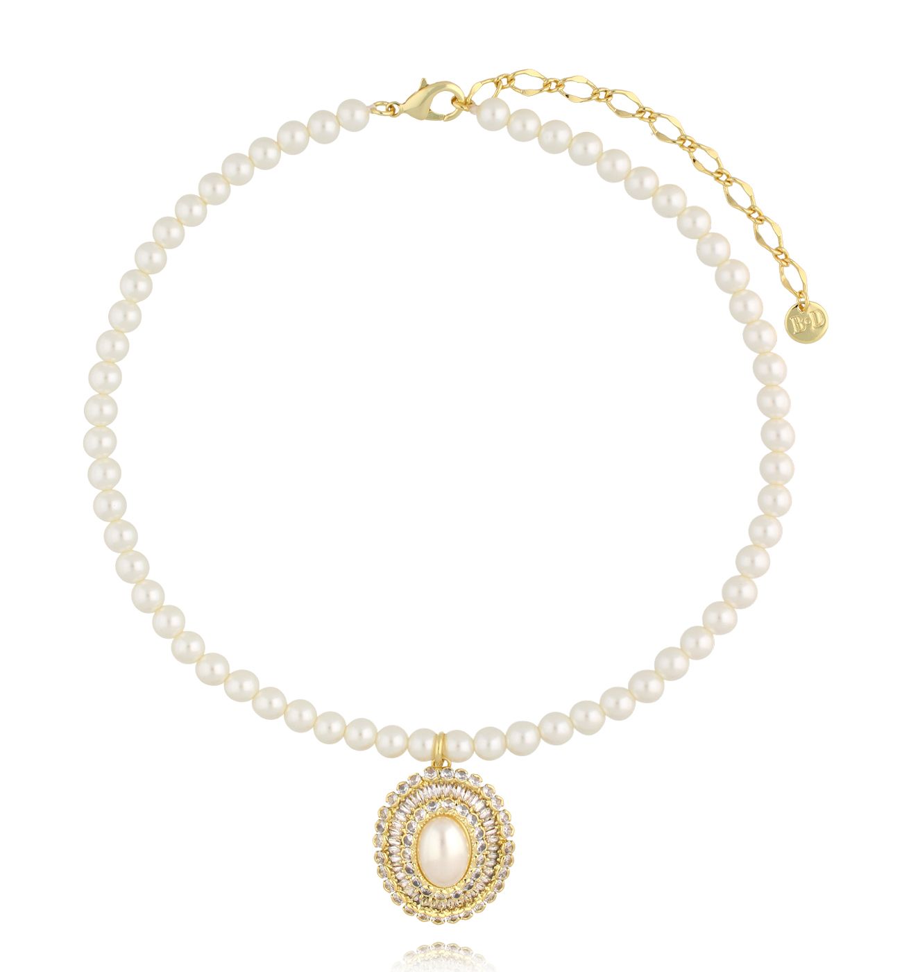 Naszyjnik z perłami i wisiorkiem Pearl Halo NPE0293