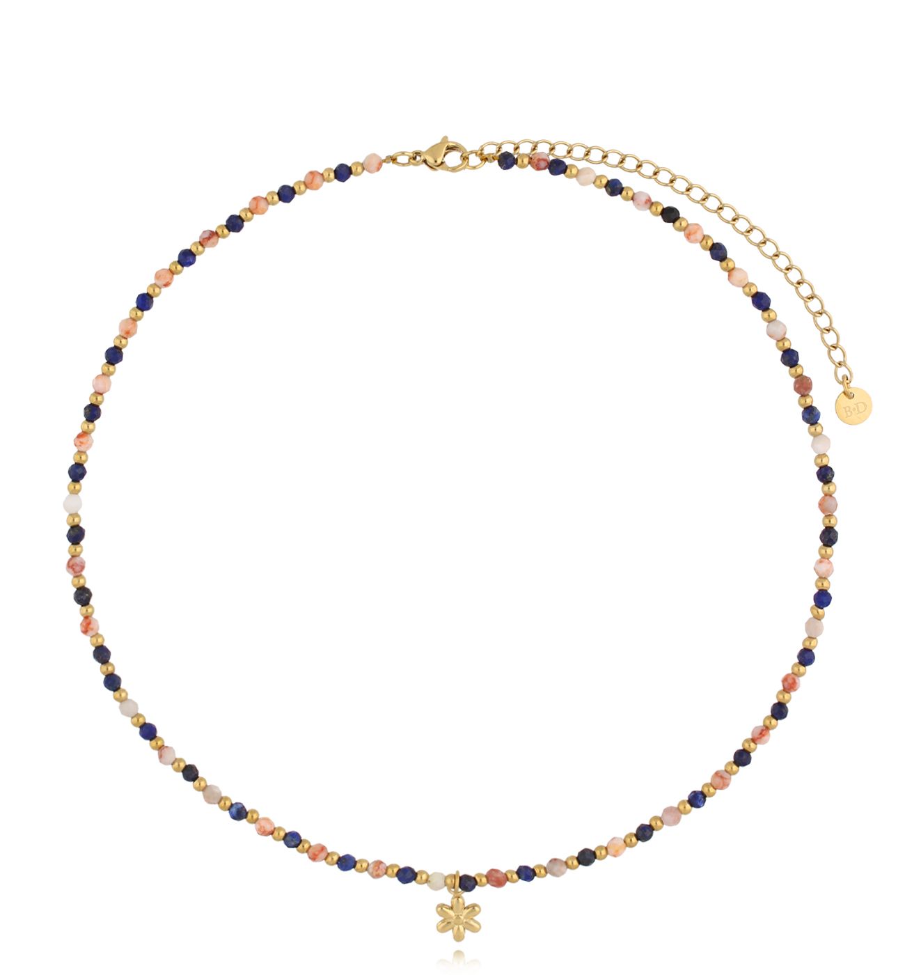 Naszyjnik z kamieniami naturalnymi i kwiatuszkiem Latifa - By Dziubeka