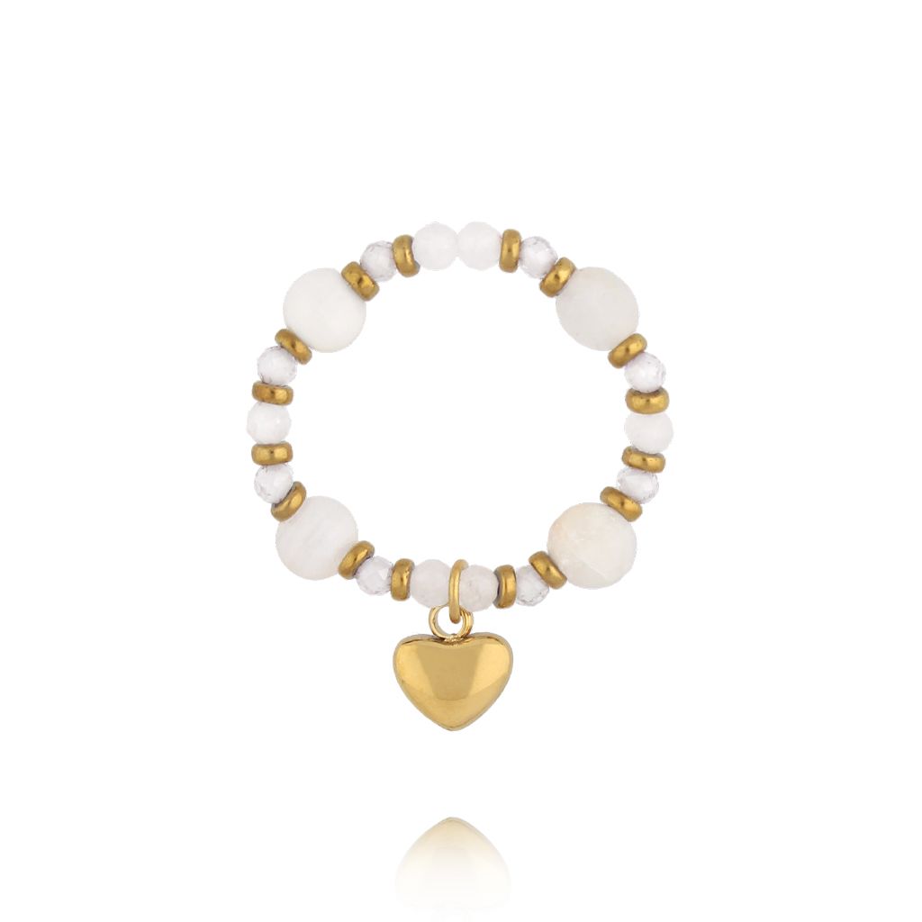 Pierścionek elastyczny z kamieniami księżycowymi PTW0656