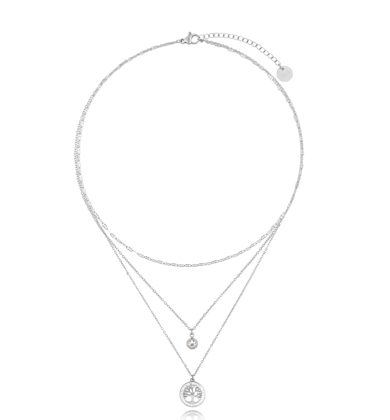 Naszyjnik srebrny warstwowy z drzewkiem Grasse NSA1037