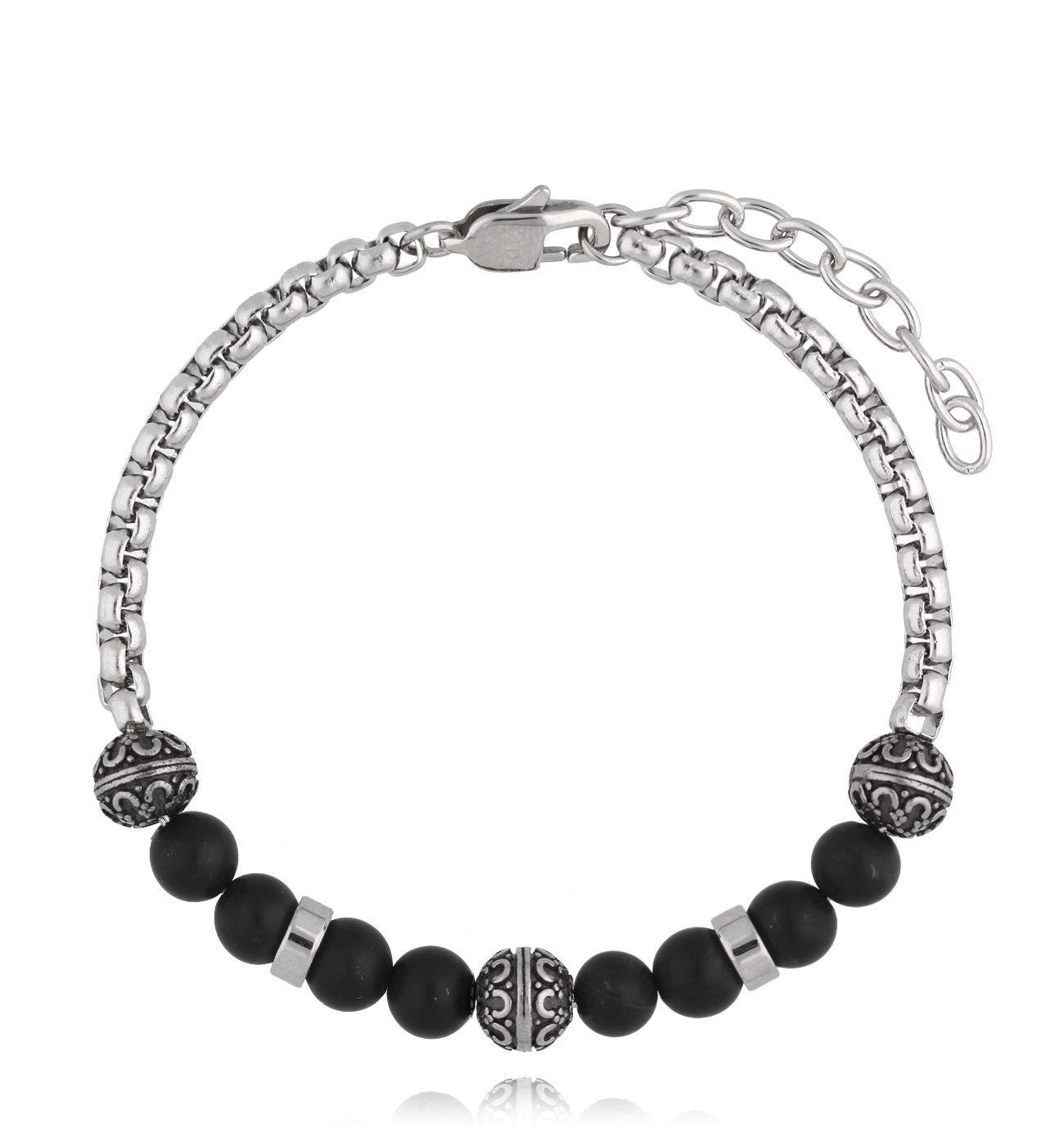 Bransoletka męska z agatami matowymi Hallvor 50 - By Dziubeka