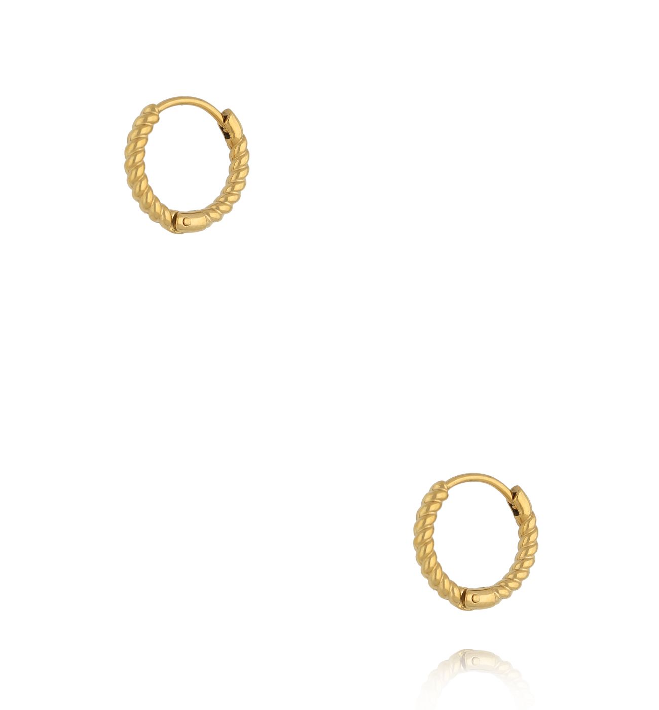 Kolczyk klasyczne złote kółeczka z plecionym wzorkiem - By Dziubeka