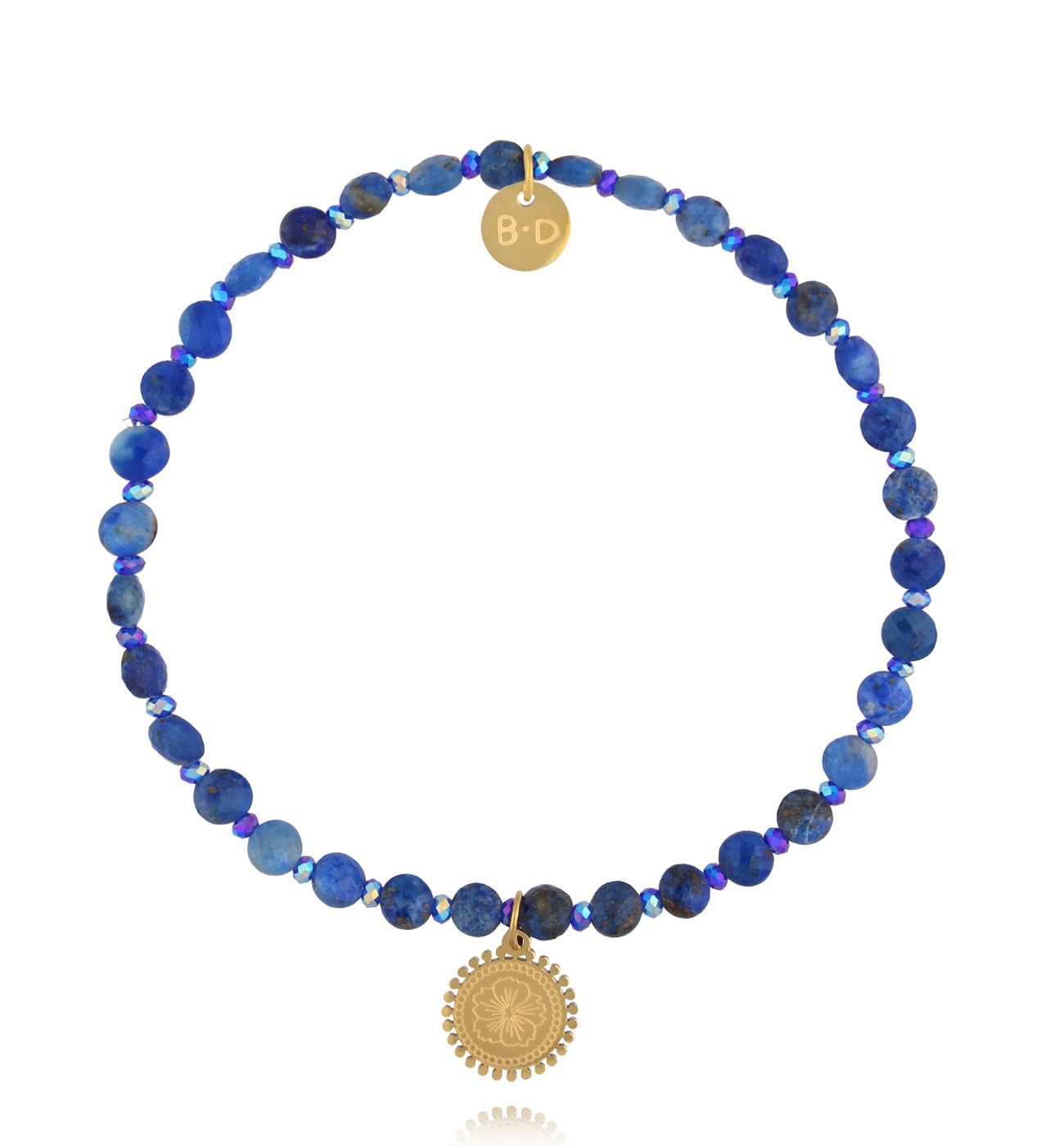 Bransoletka z sodalitu i kryształków z ozdobnym medalionem BTW3567