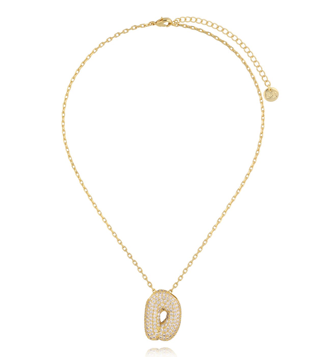 Naszyjnik złocony z literą D wysadzaną cyrkoniami NS0358