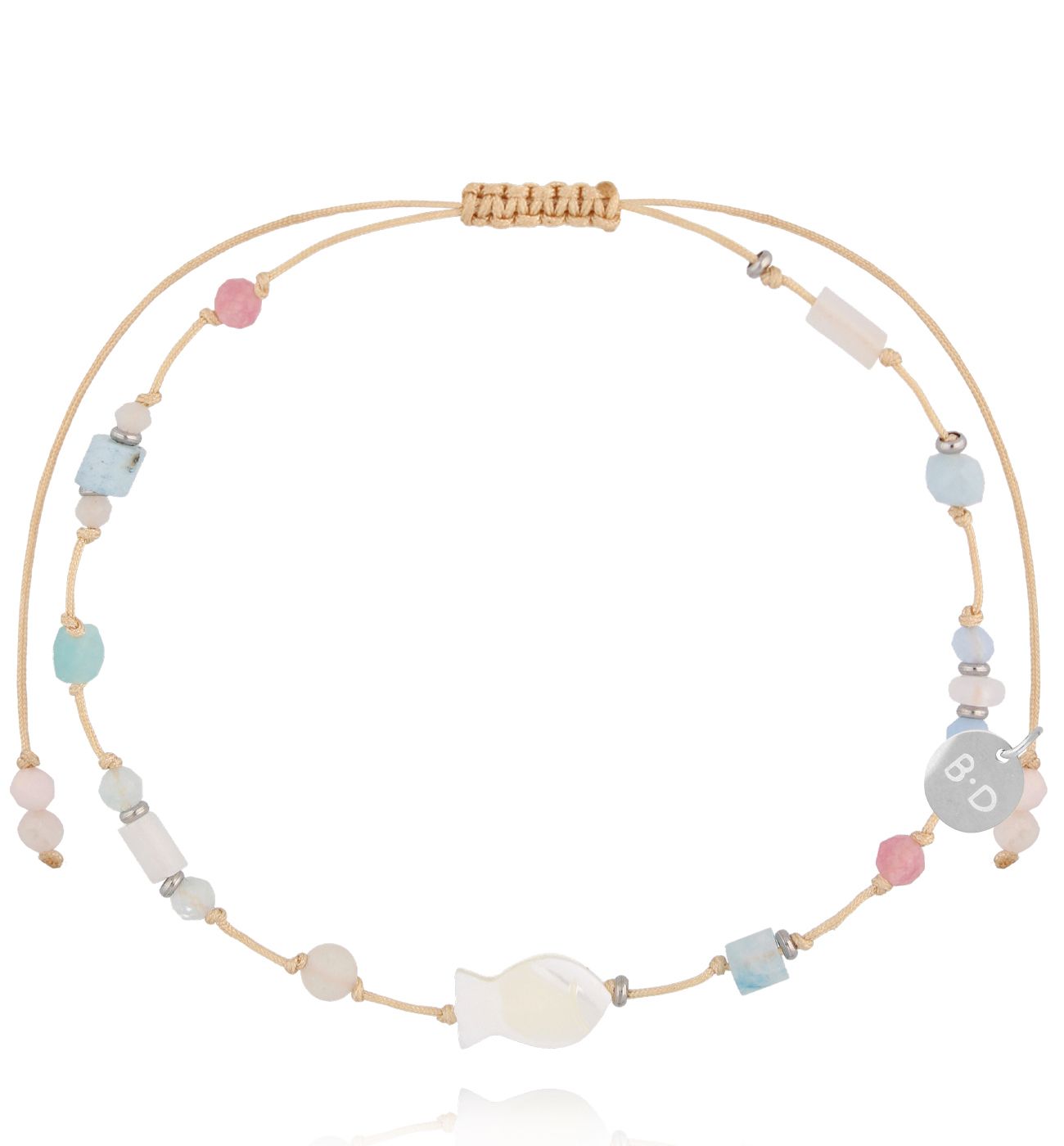 Bransoletka na nogę z rybką i pastelowymi kamieniami BNMT0010