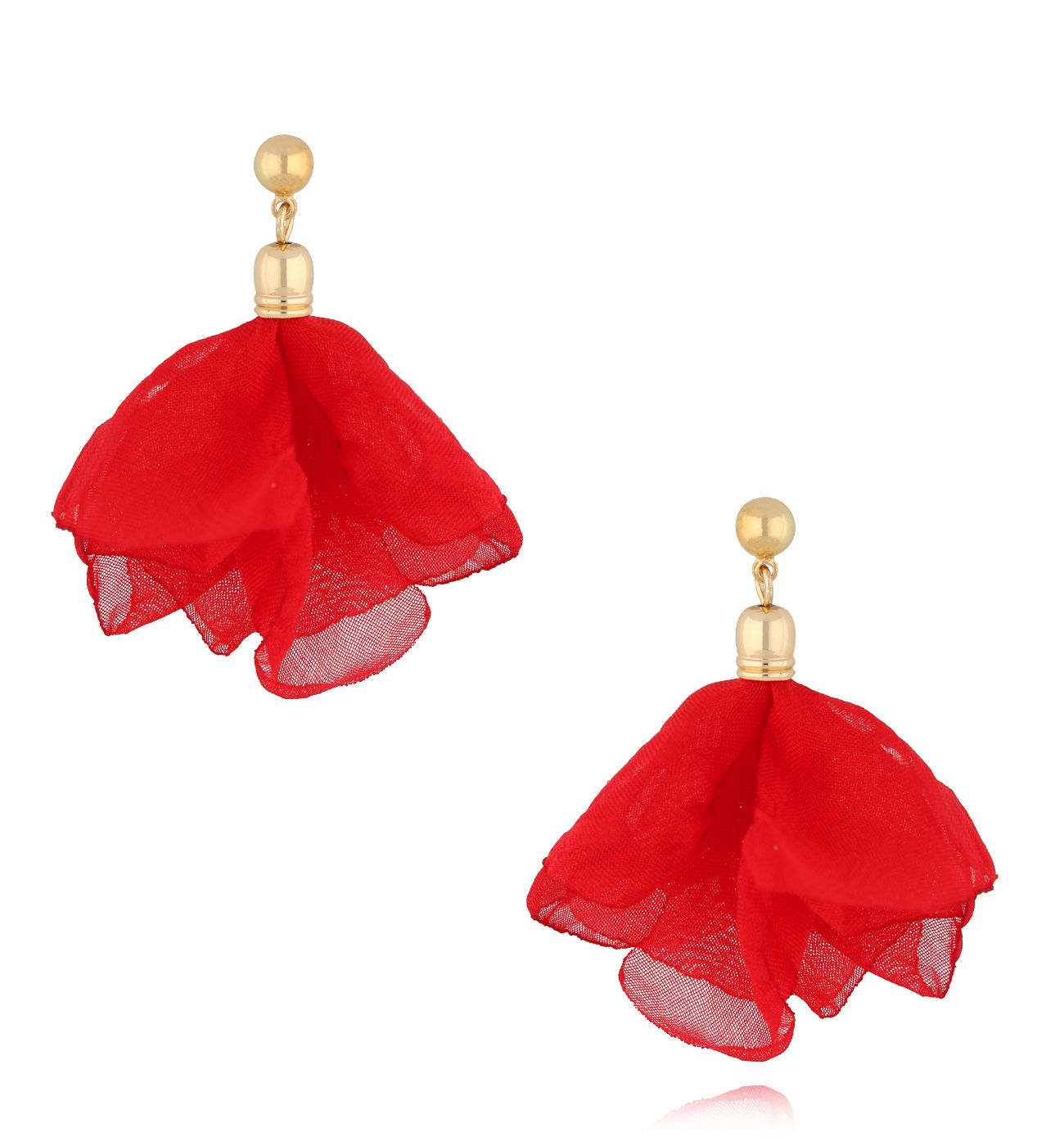 Kolczyki z szyfonu małe czerwone Inde - By Dziubeka