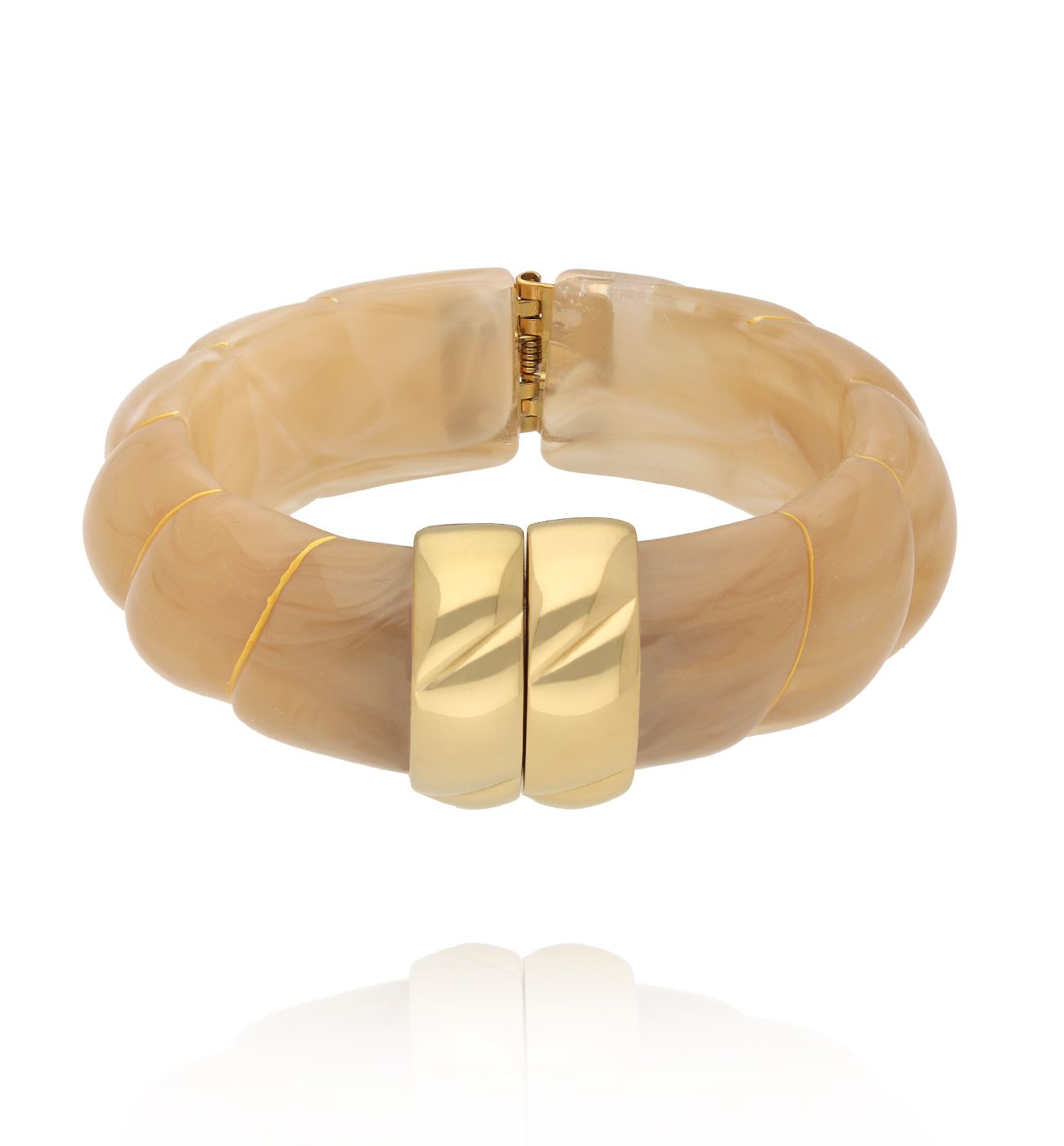 Bransoletka w odcieniu ciepłego karmelu ze złotym zapięciem BEU0004 - By Dziubeka