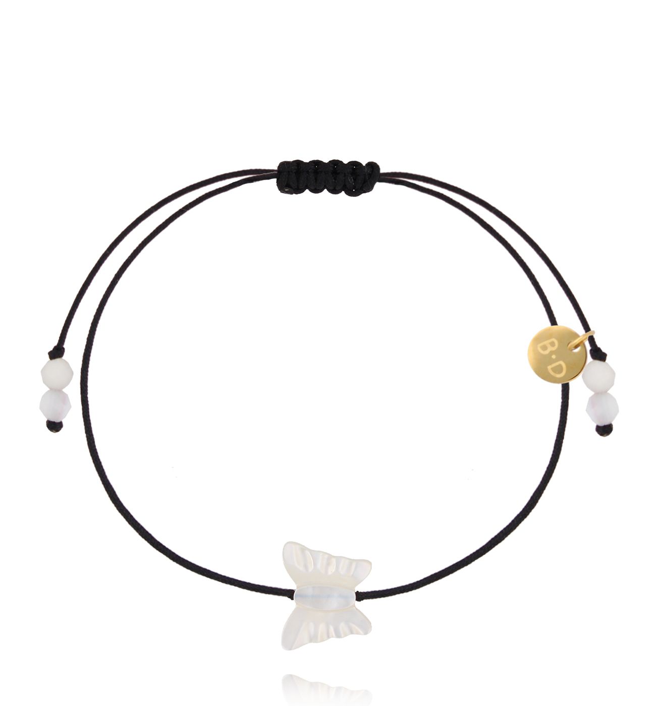 Bransoletka na czarnym sznurku z białym króliczkiem BMT0348 - By Dziubeka