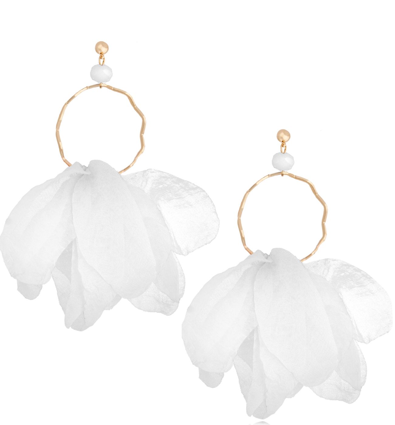 Kolczyki białe z szyfonu Carino KBL1451