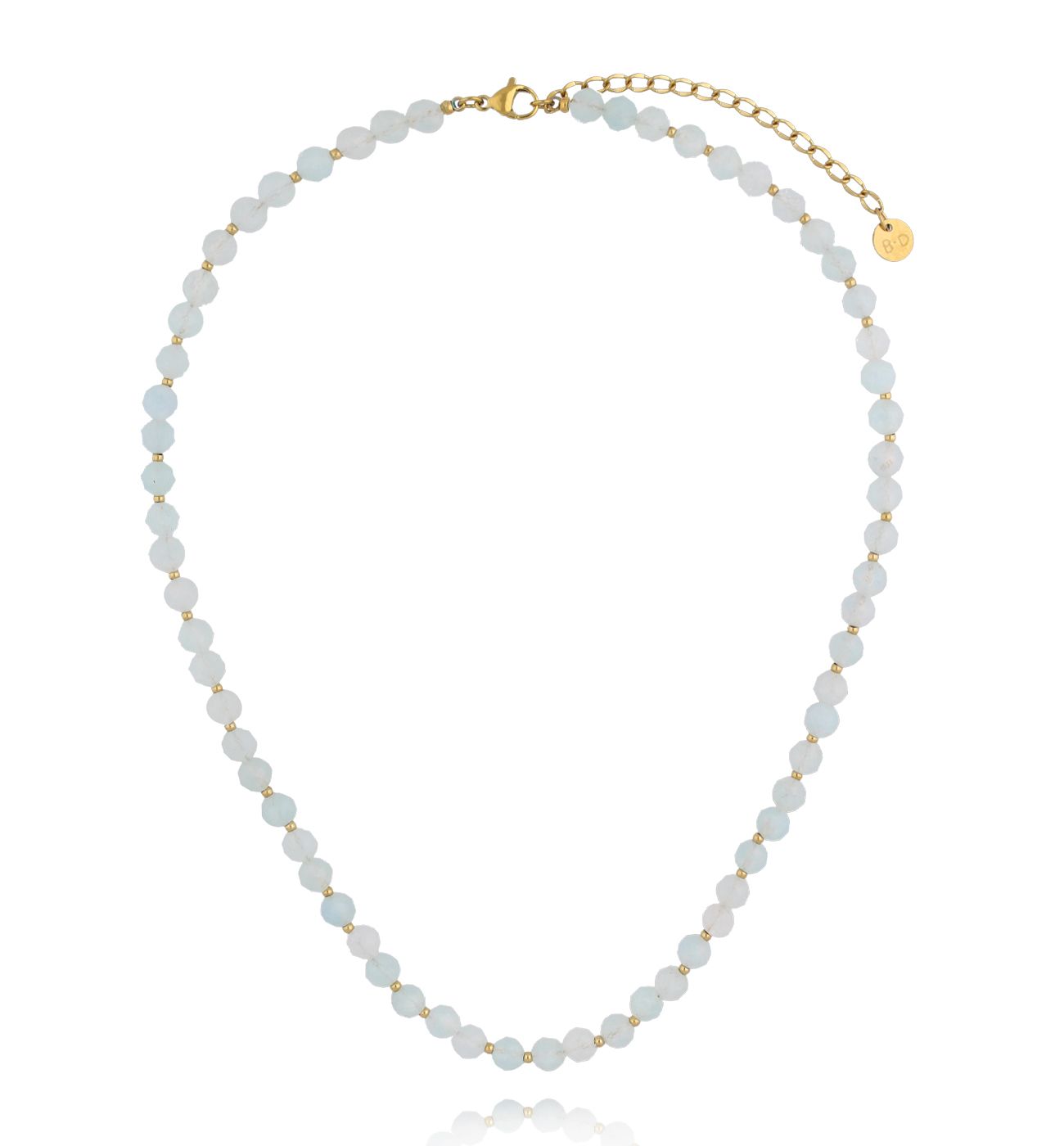 Naszyjnik z akwamarynu z pozłacanymi detalami - By Dziubeka