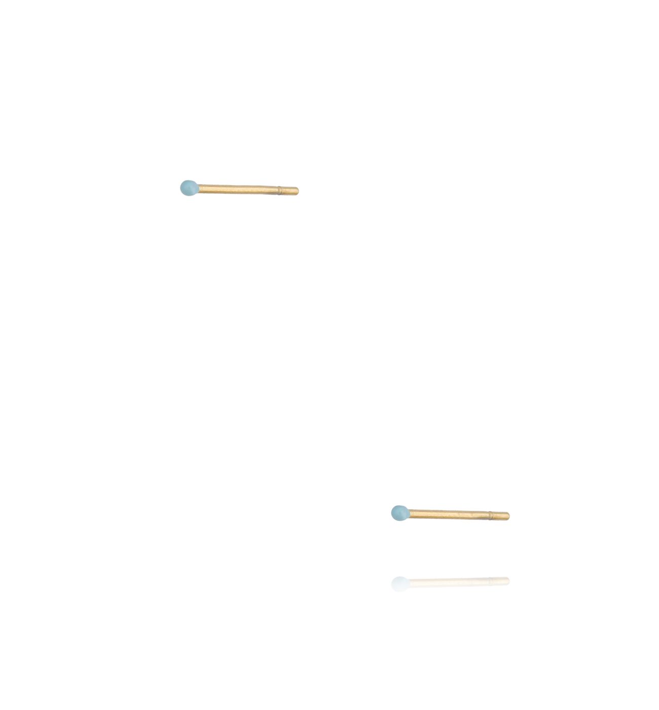 Kolczyki złote kulki z niebieską emalią 1 mm Enamel Balls - By Dziubeka