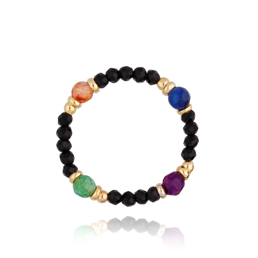 Pierścionek czarno kolorowy Carvoeiro PTW0375