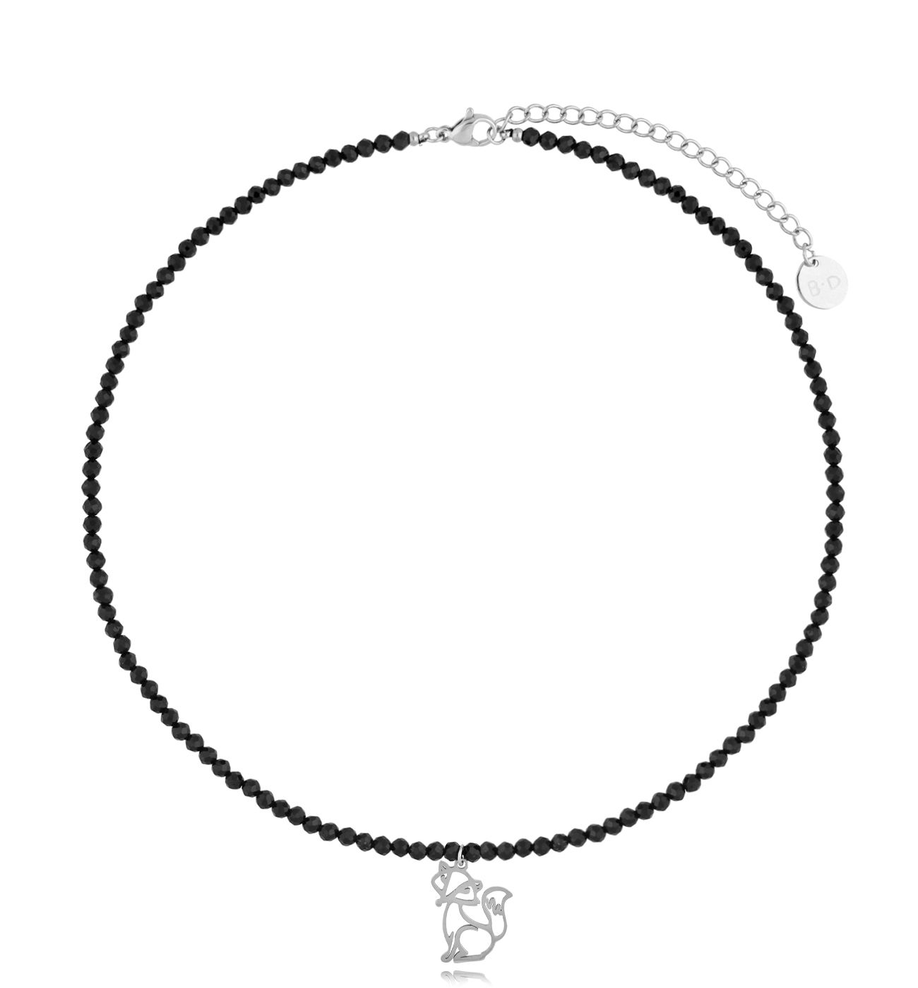 Naszyjnik z turmalinami i srebrnym liskiem Arnthrud NTW1182